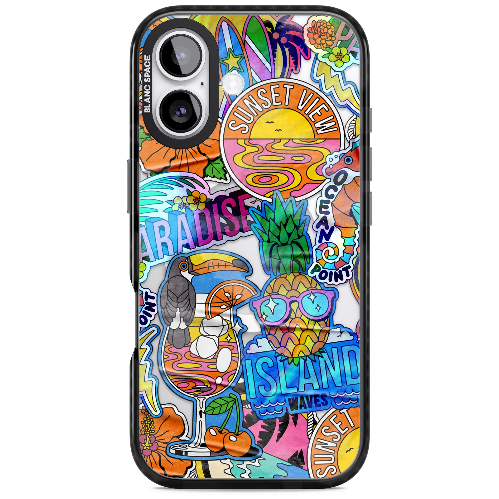 Tropical Vibes Collage iPhone 17 Impact Pro Black Phone Case