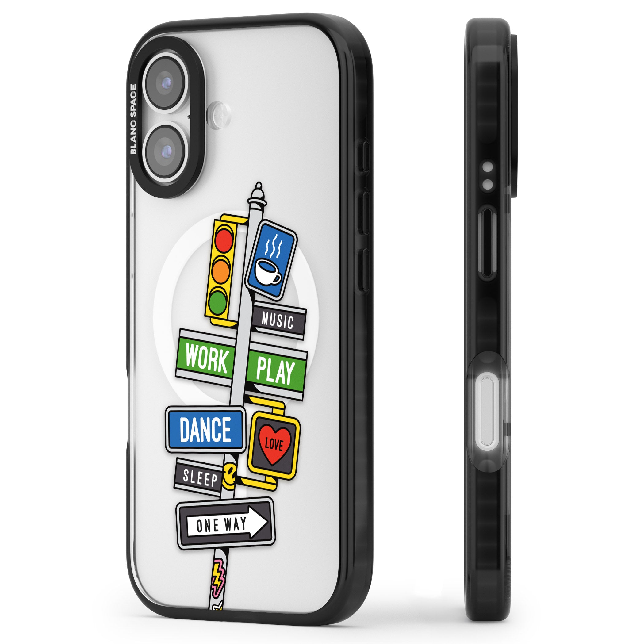 Mood Street Signs iPhone 17 Impact Pro Black Phone Case Side Profile