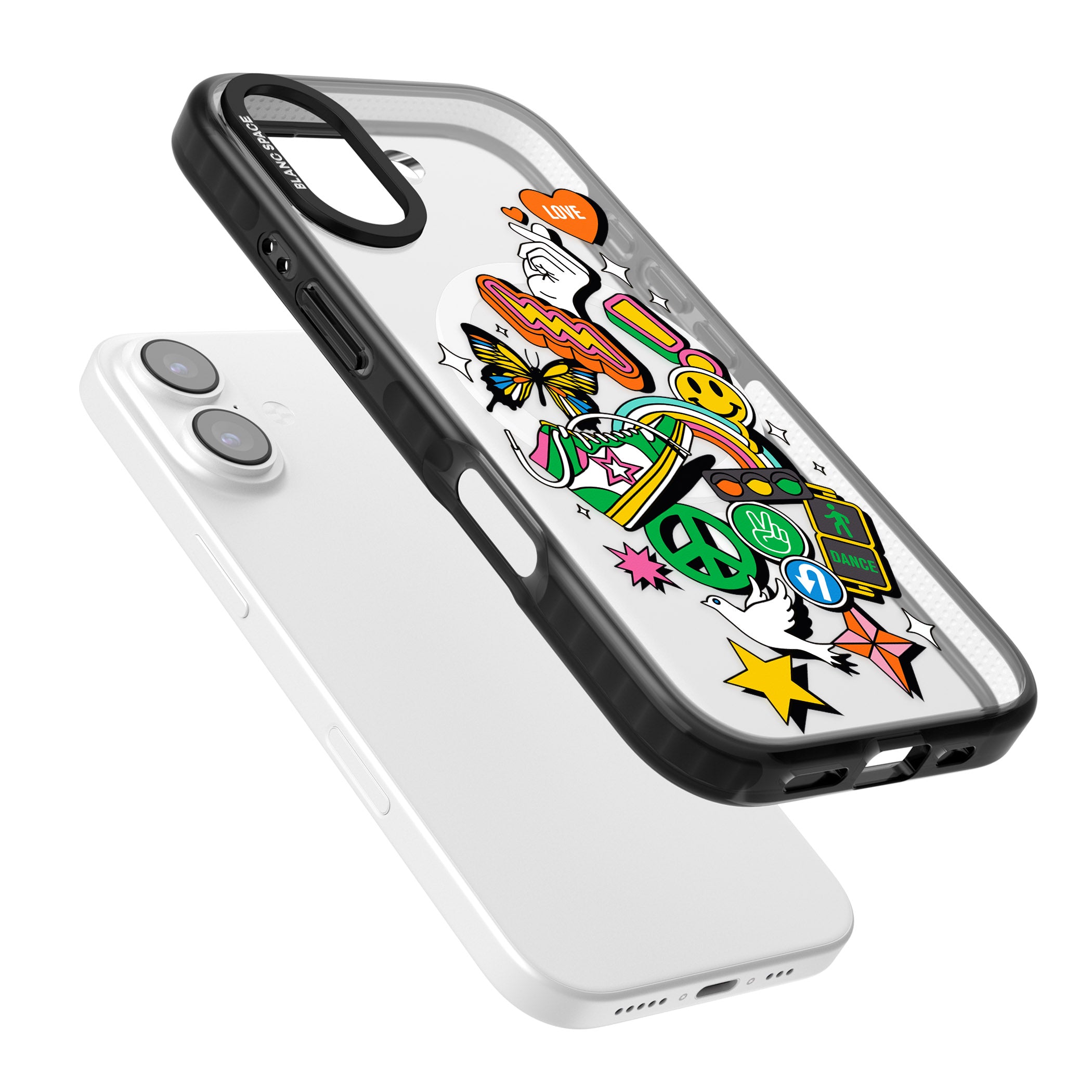 Nostalgic Sticker Collage iPhone 17 Impact Pro Black Phone Case Colours