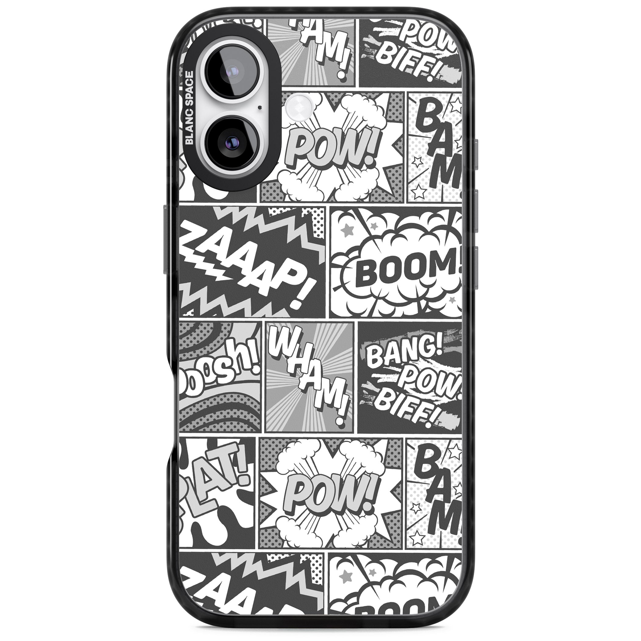 Onomatopoeia (Black & White) iPhone 17 Impact Pro Black Phone Case