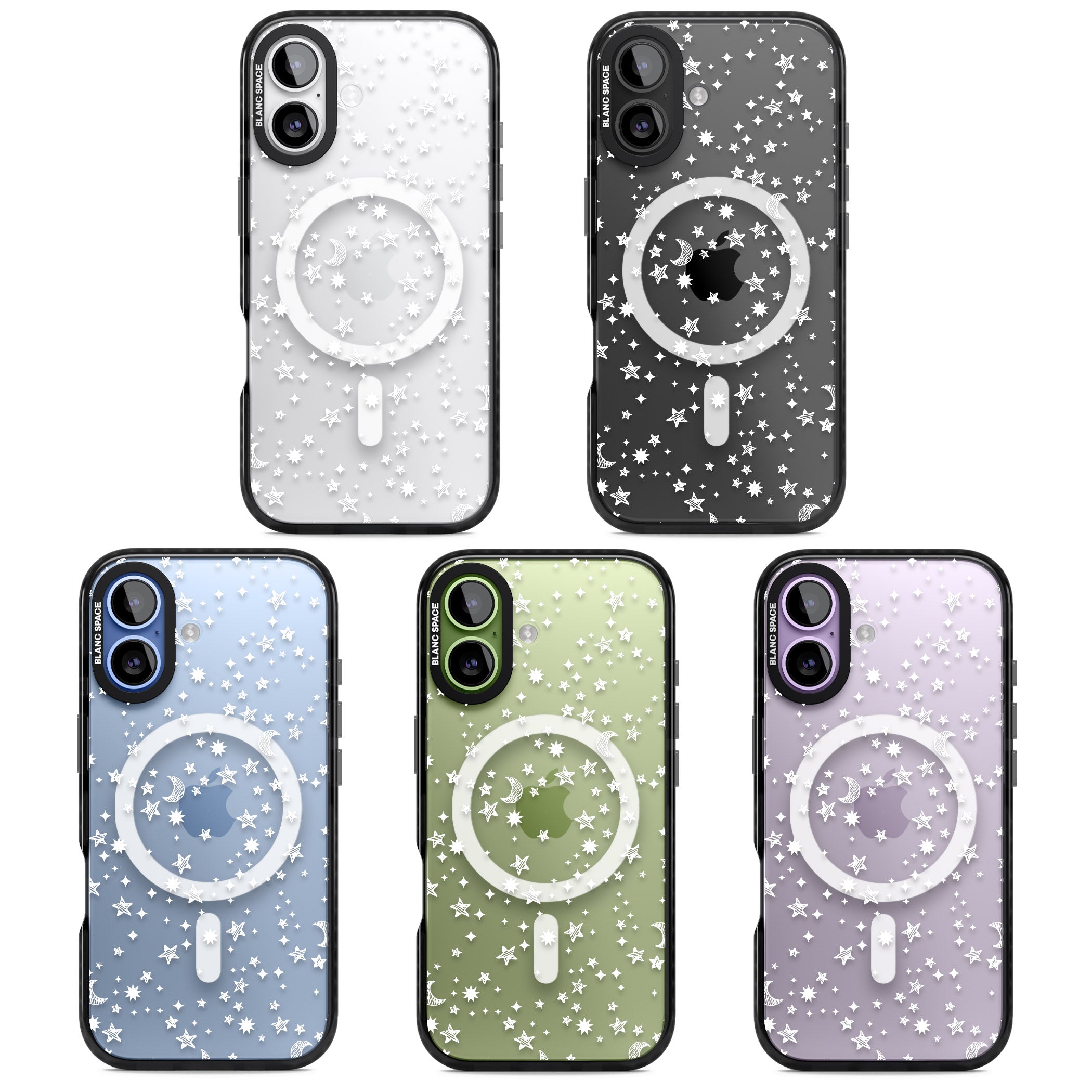 White Cosmic Galaxy Pattern iPhone 17 Impact Pro Black Phone Case APT Impact Protection