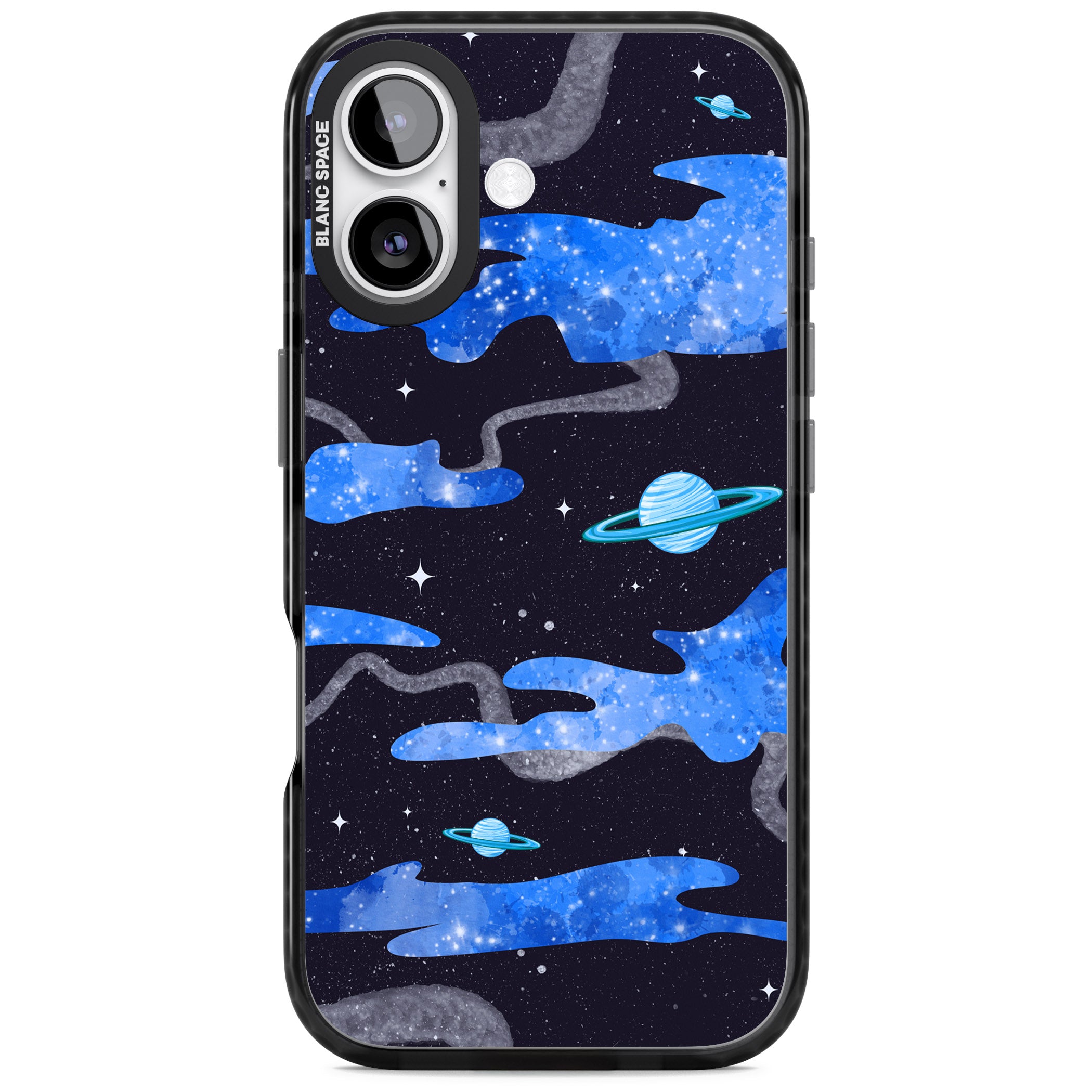 Blue Galaxy iPhone 17 Impact Pro Black Phone Case