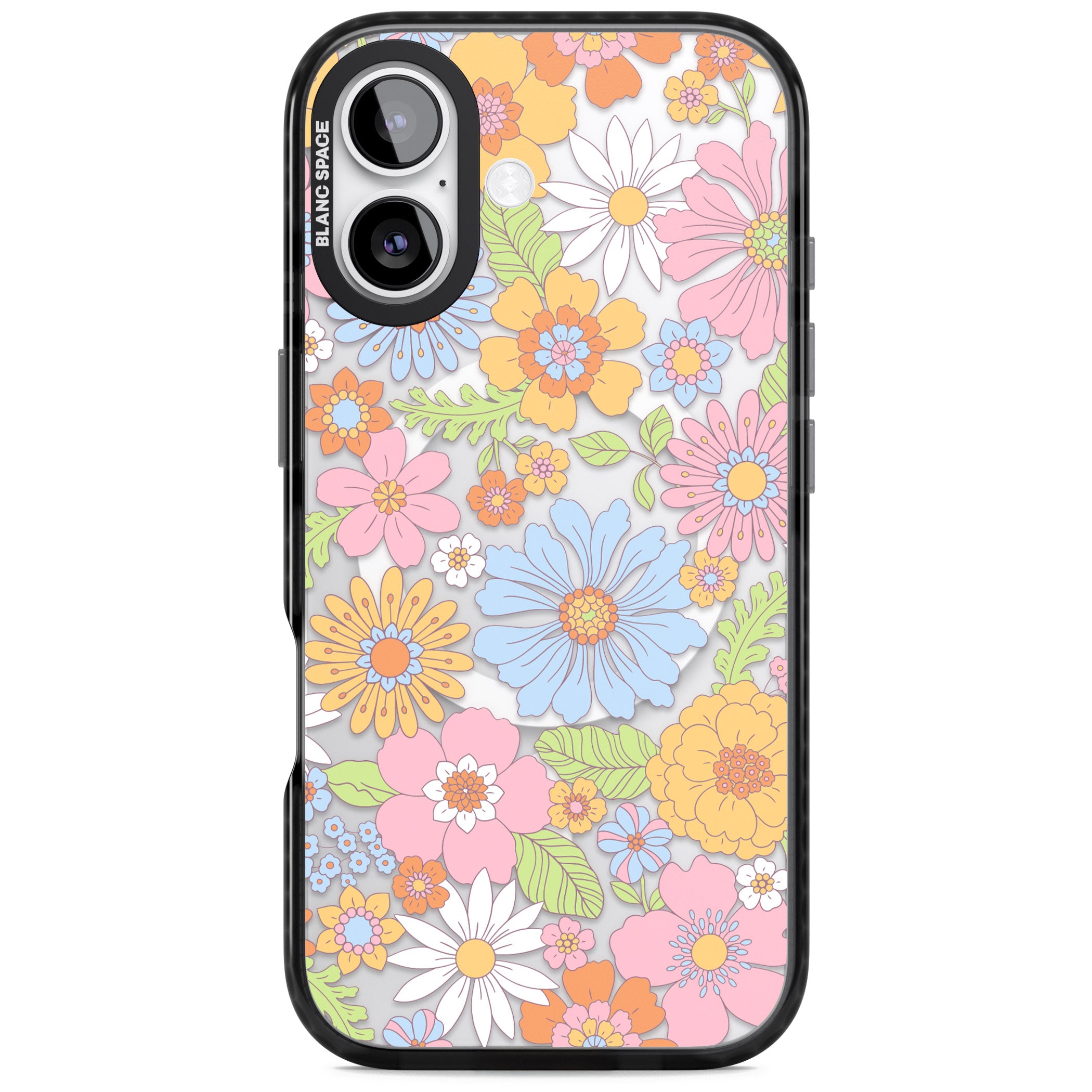 Pastel Flower Pattern iPhone 17 Impact Pro Black Phone Case