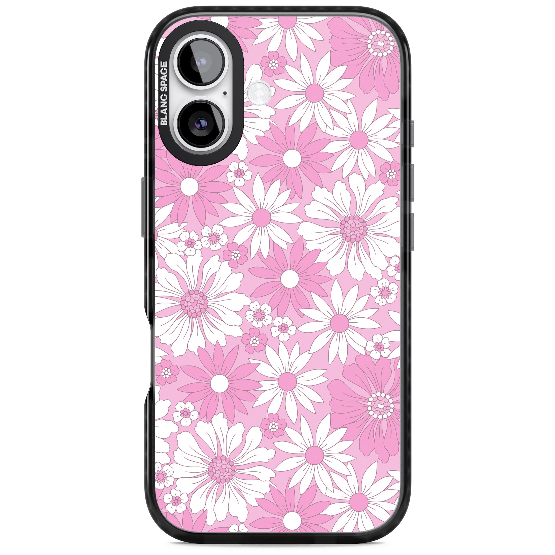 Pink White Flowers iPhone 17 Impact Pro Black Phone Case