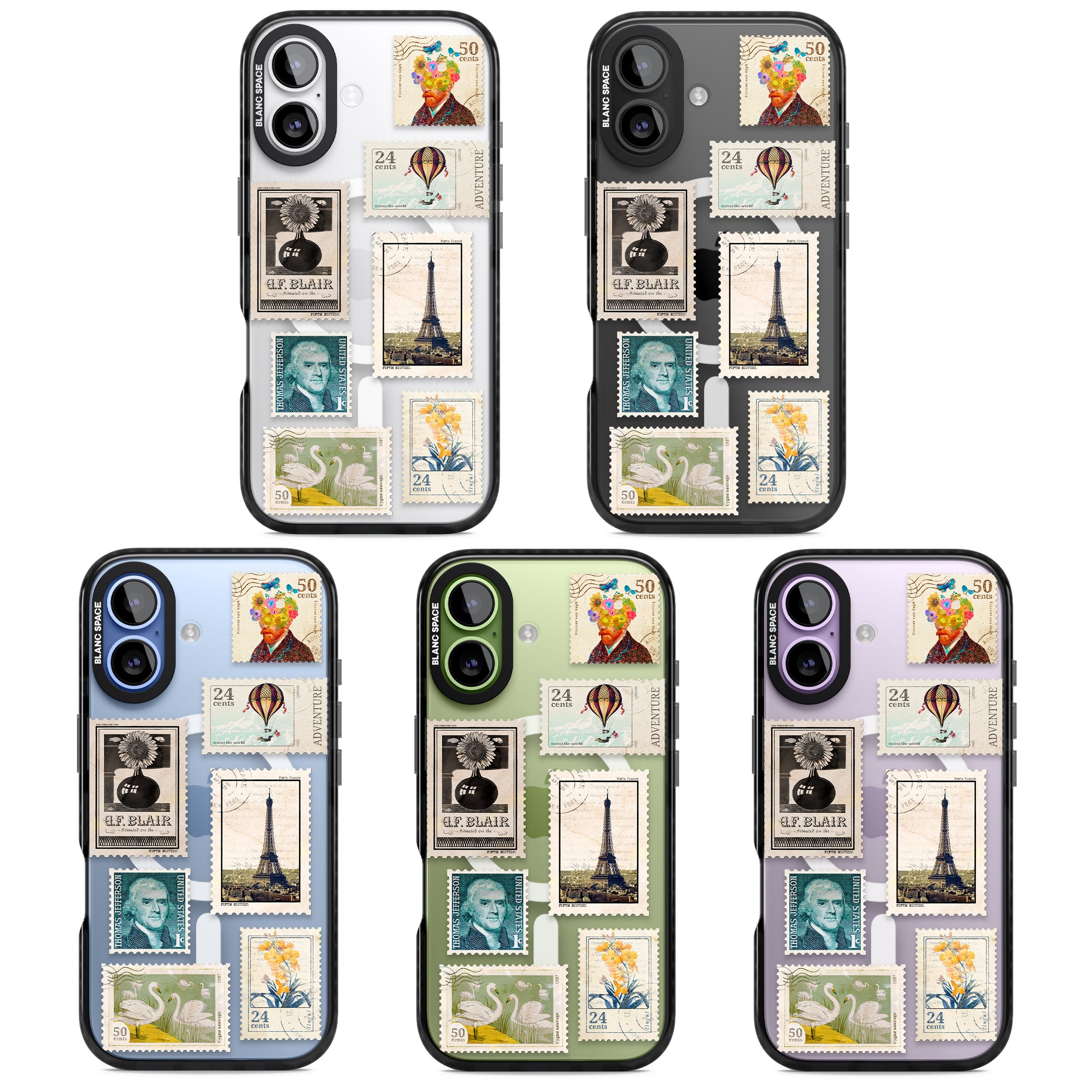 Vintage Stamps iPhone 17 Impact Pro Black Phone Case APT Impact Protection