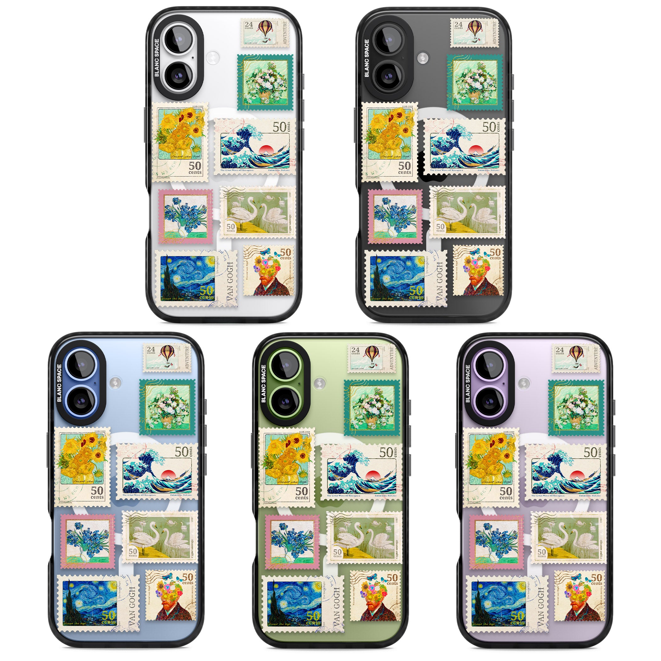 Vintage Art Stamps iPhone 17 Impact Pro Black Phone Case APT Impact Protection