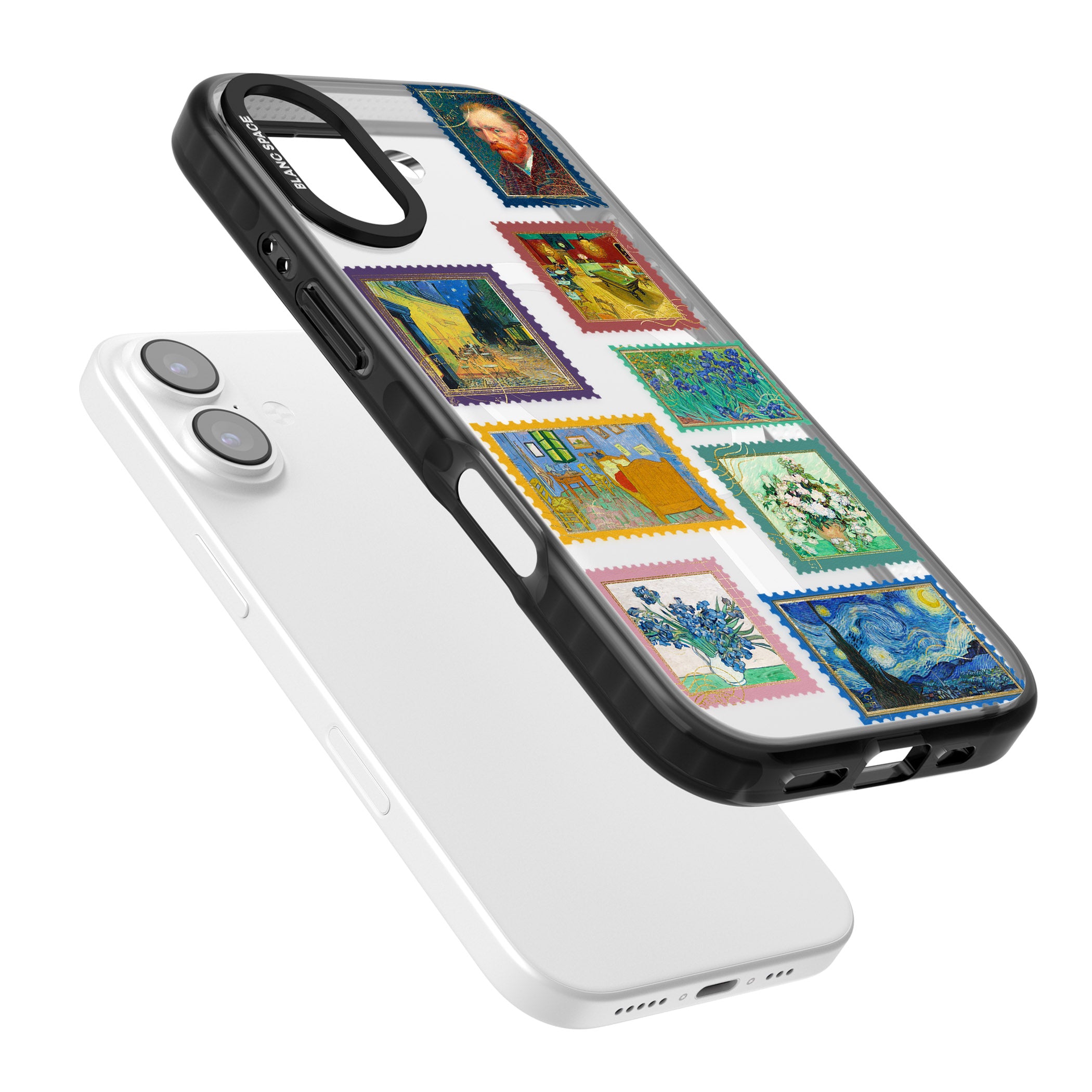 Colourful Vintage Art Stamps iPhone 17 Impact Pro Black Phone Case Colours