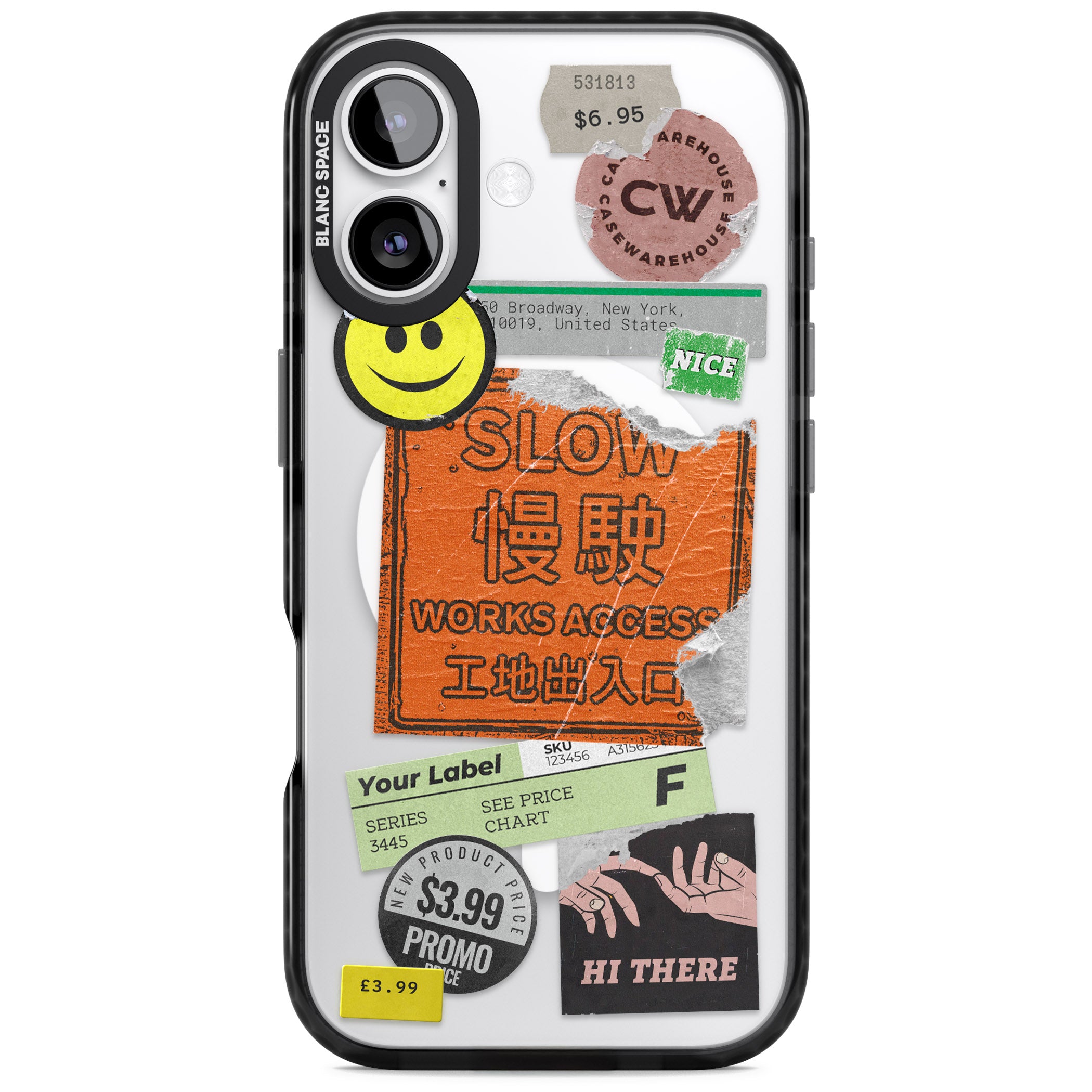 Kanji Signs Sticker Mix iPhone 17 Impact Pro Black Phone Case