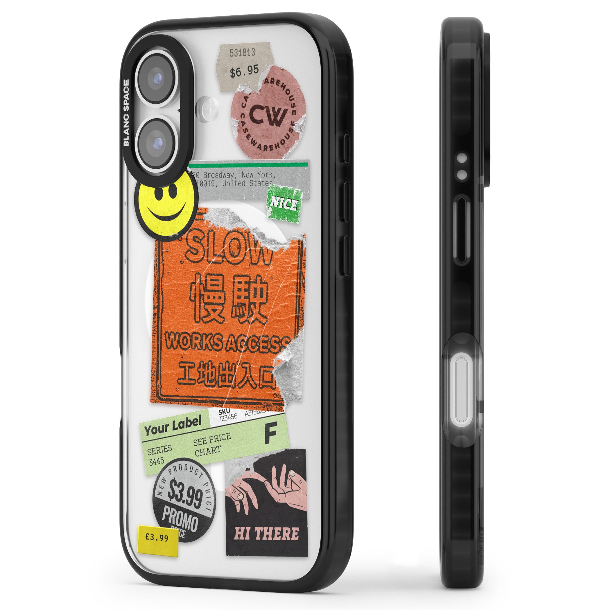 Kanji Signs Sticker Mix iPhone 17 Impact Pro Black Phone Case Side Profile