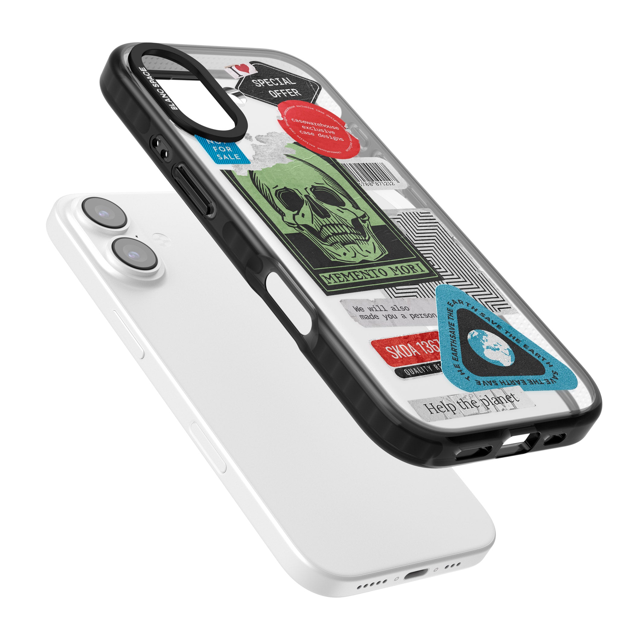 Skull Sticker Mix iPhone 17 Impact Pro Black Phone Case Colours