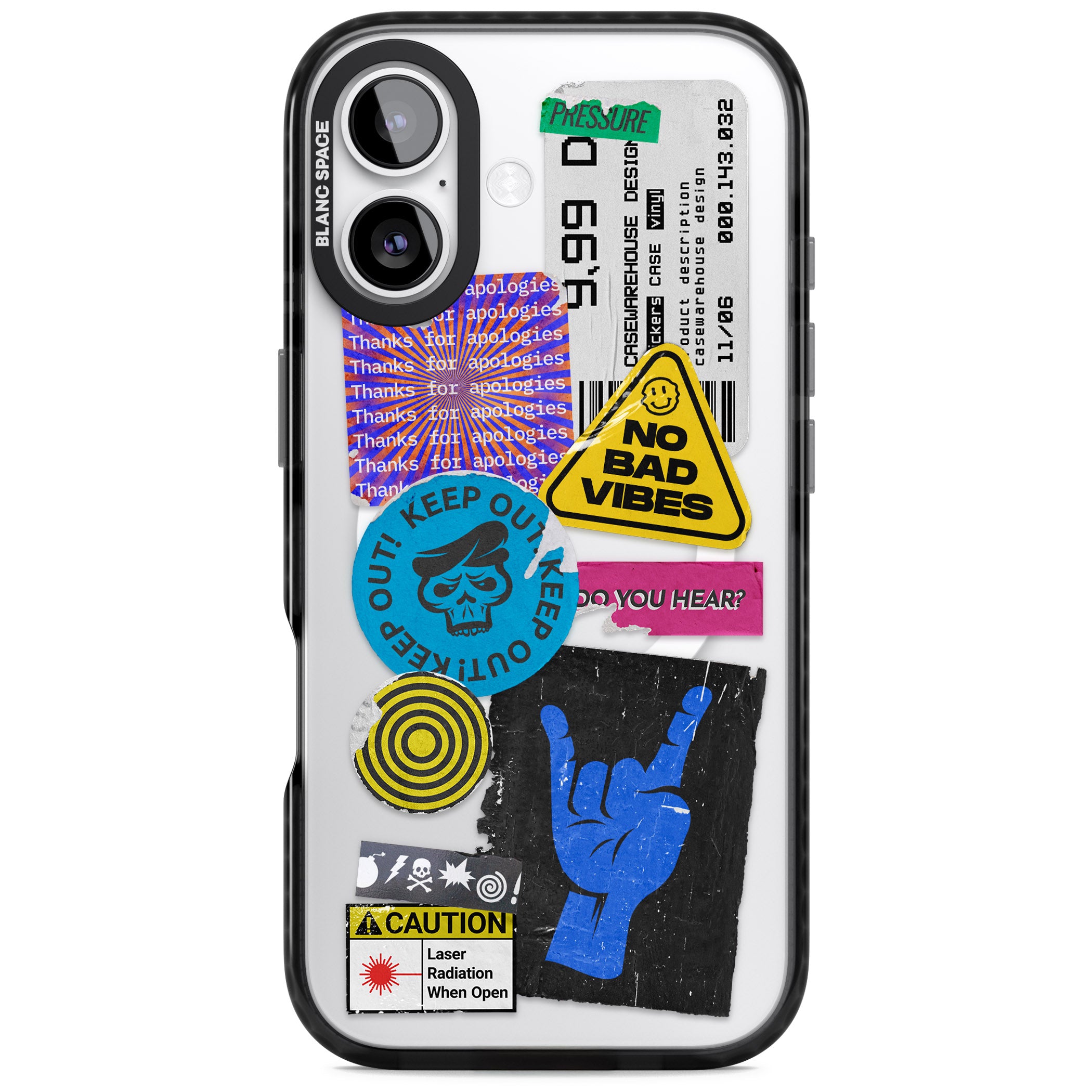 No Bad Vibes Sticker Mix iPhone 17 Impact Pro Black Phone Case