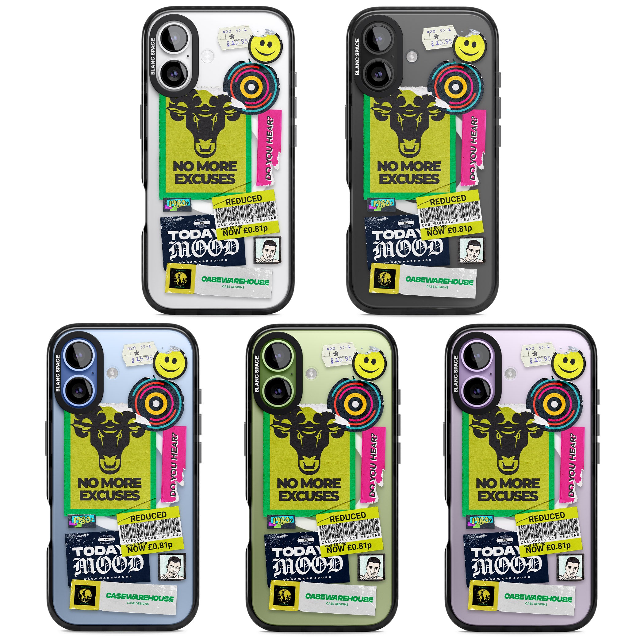 No More Excuses Sticker Mix iPhone 17 Impact Pro Black Phone Case APT Impact Protection