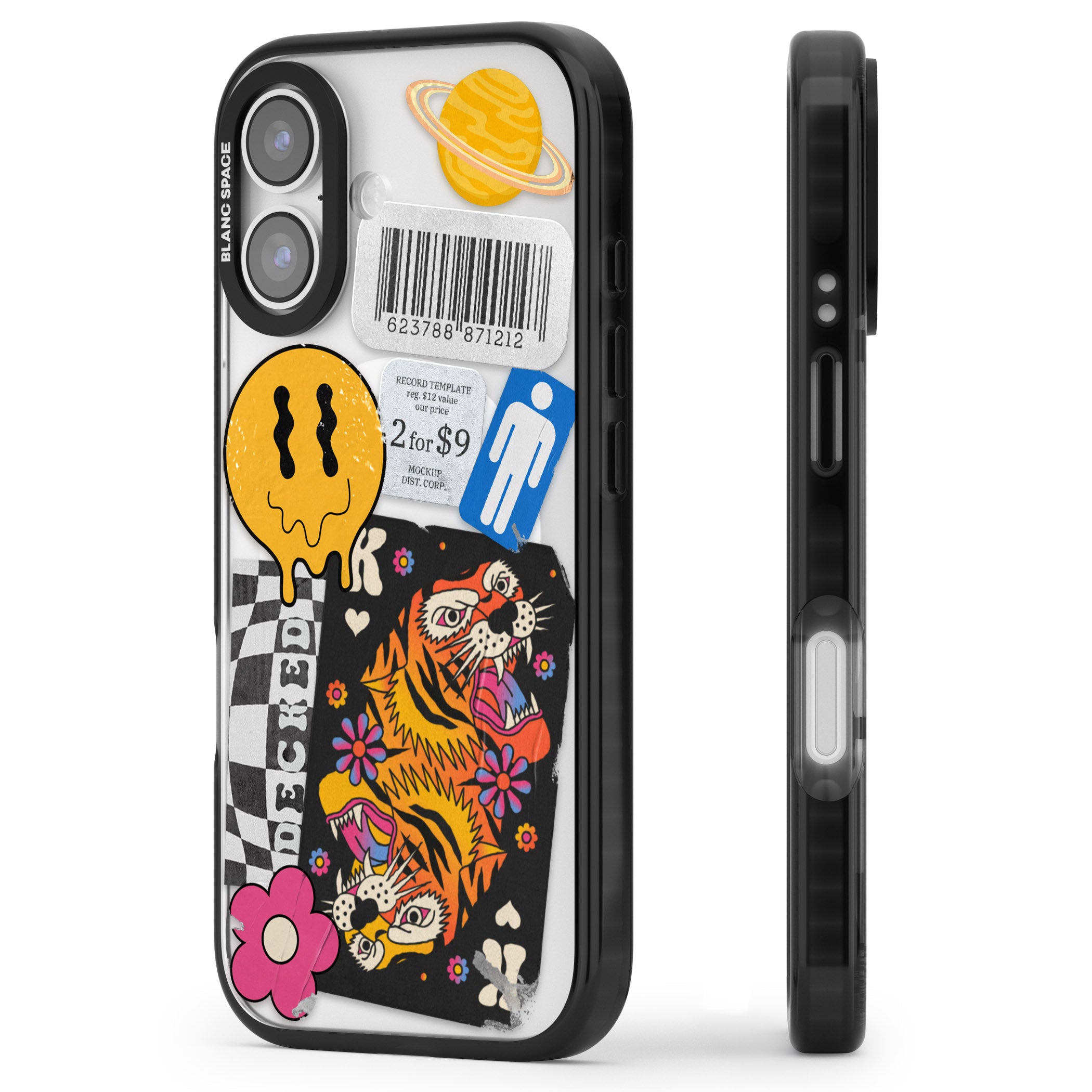 Electric Vibes iPhone 17 Impact Pro Black Phone Case Side Profile