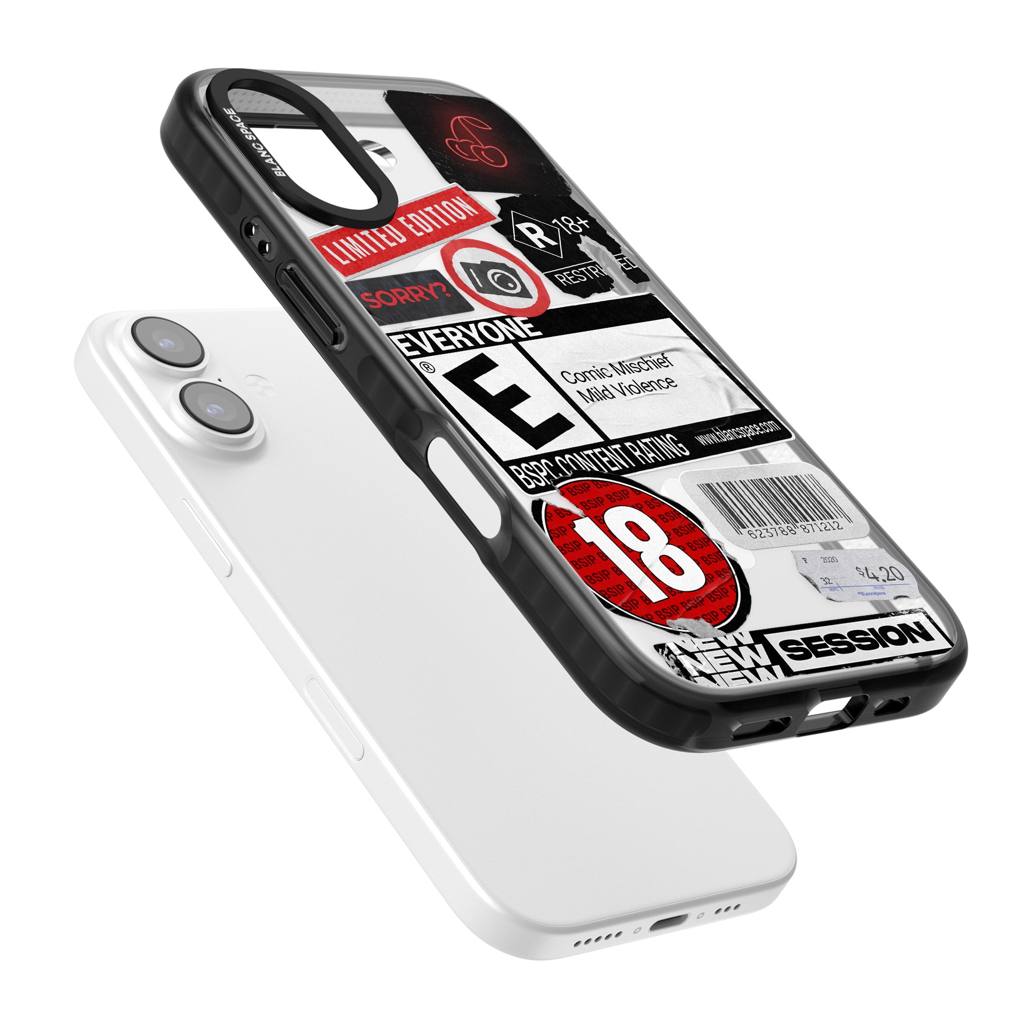 Rated 18+ Sticker Mix iPhone 17 Impact Pro Black Phone Case Colours