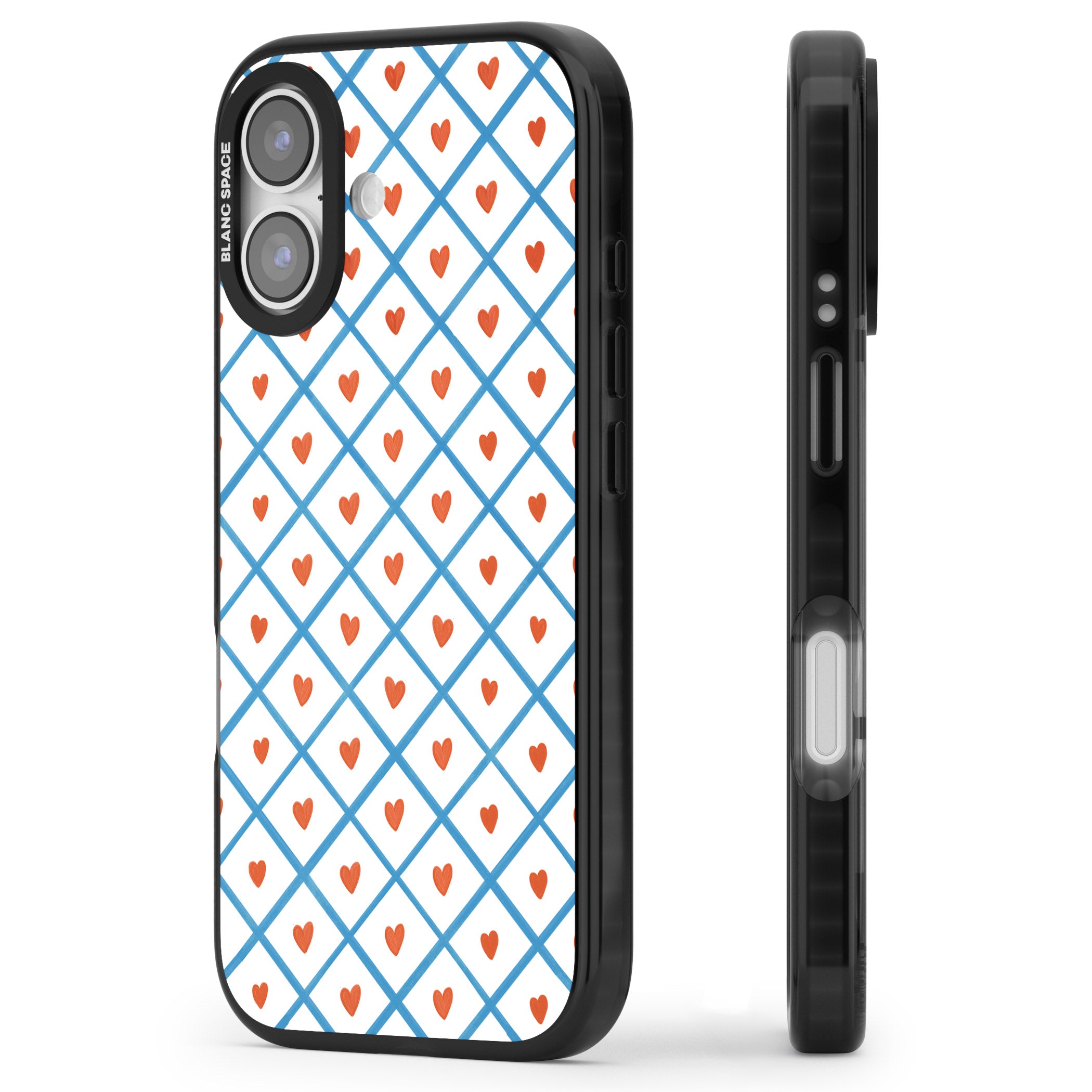 Lattice Love Hearts iPhone 17 Impact Pro Black Phone Case Side Profile