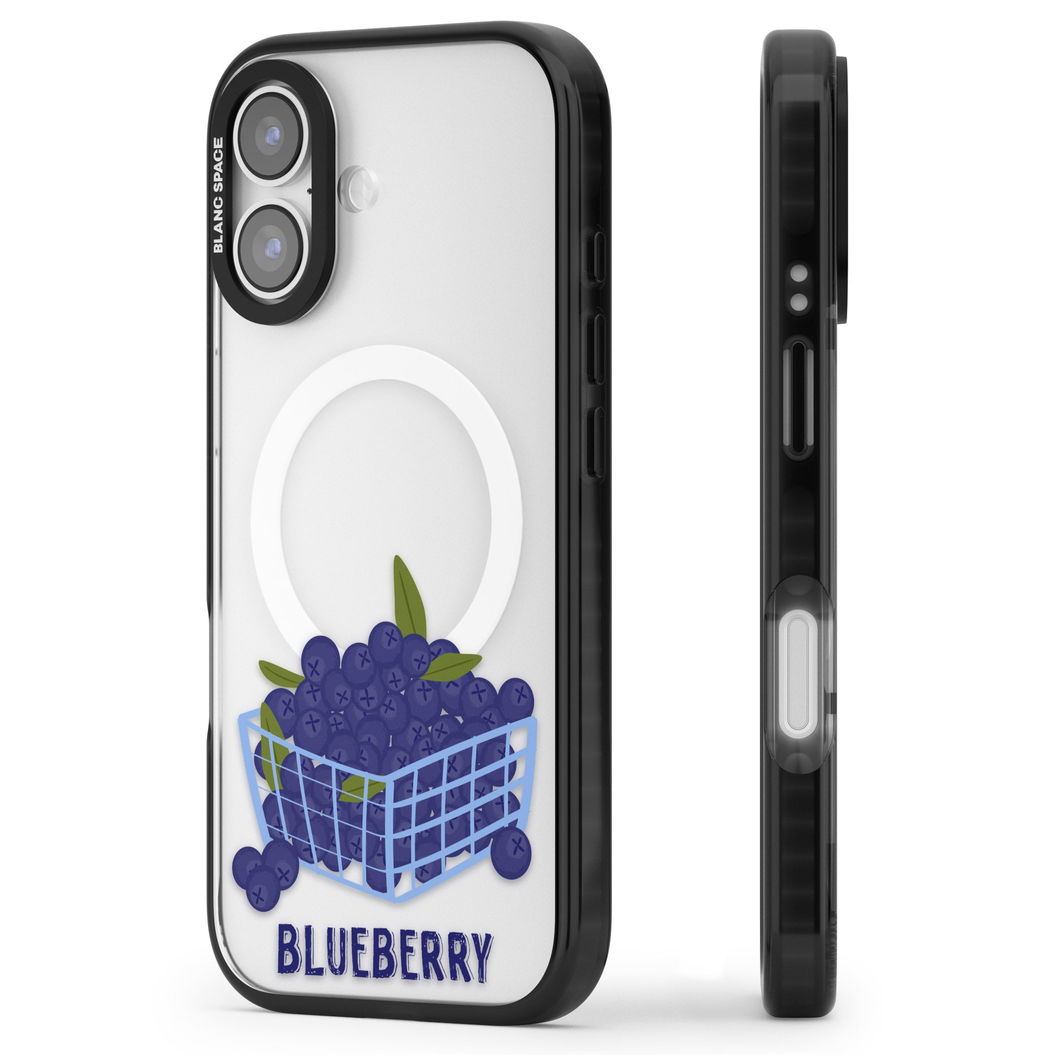 Blueberry Basket iPhone 17 Impact Pro Black Phone Case Side Profile