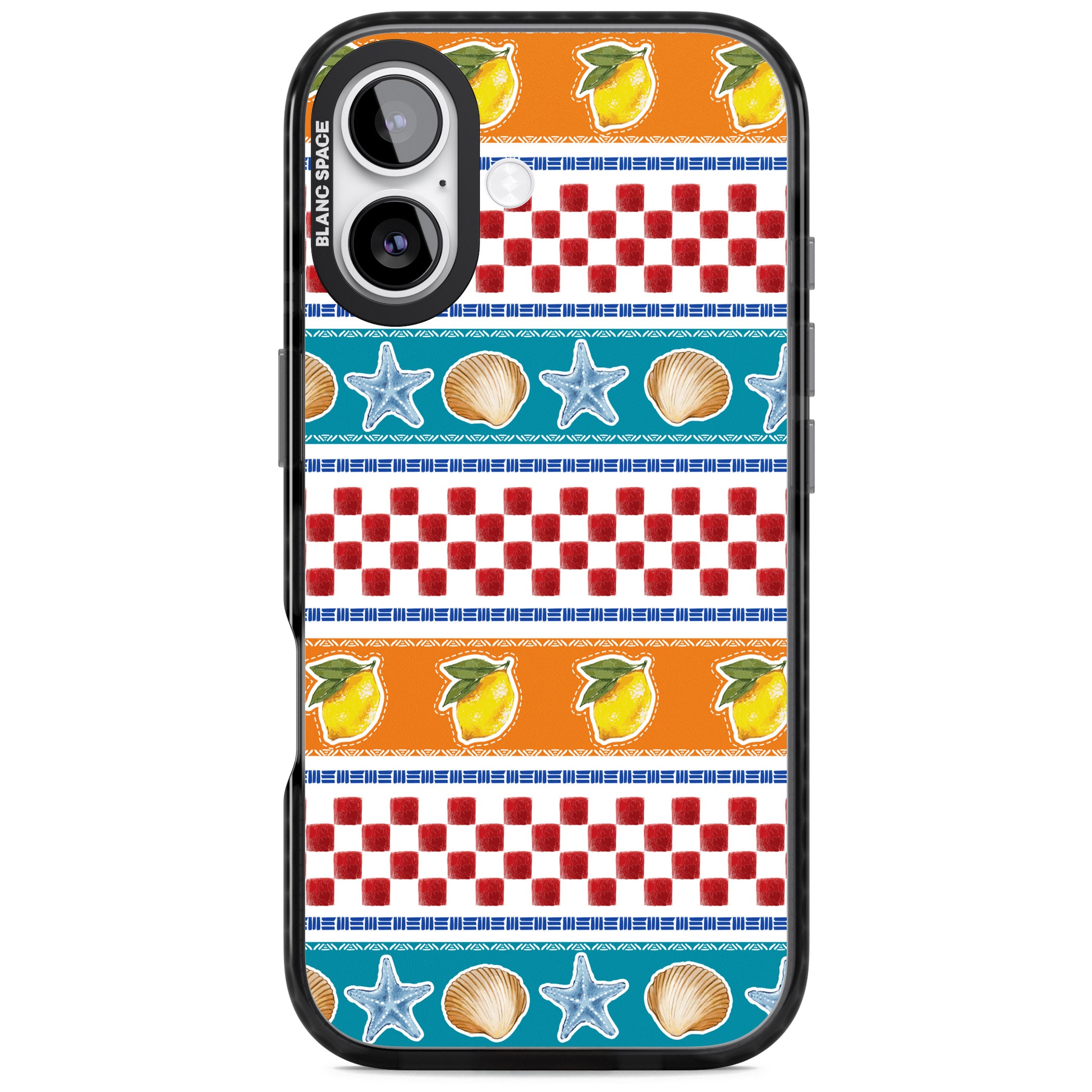 Coastal Italian Check Pattern iPhone 17 Impact Pro Black Phone Case