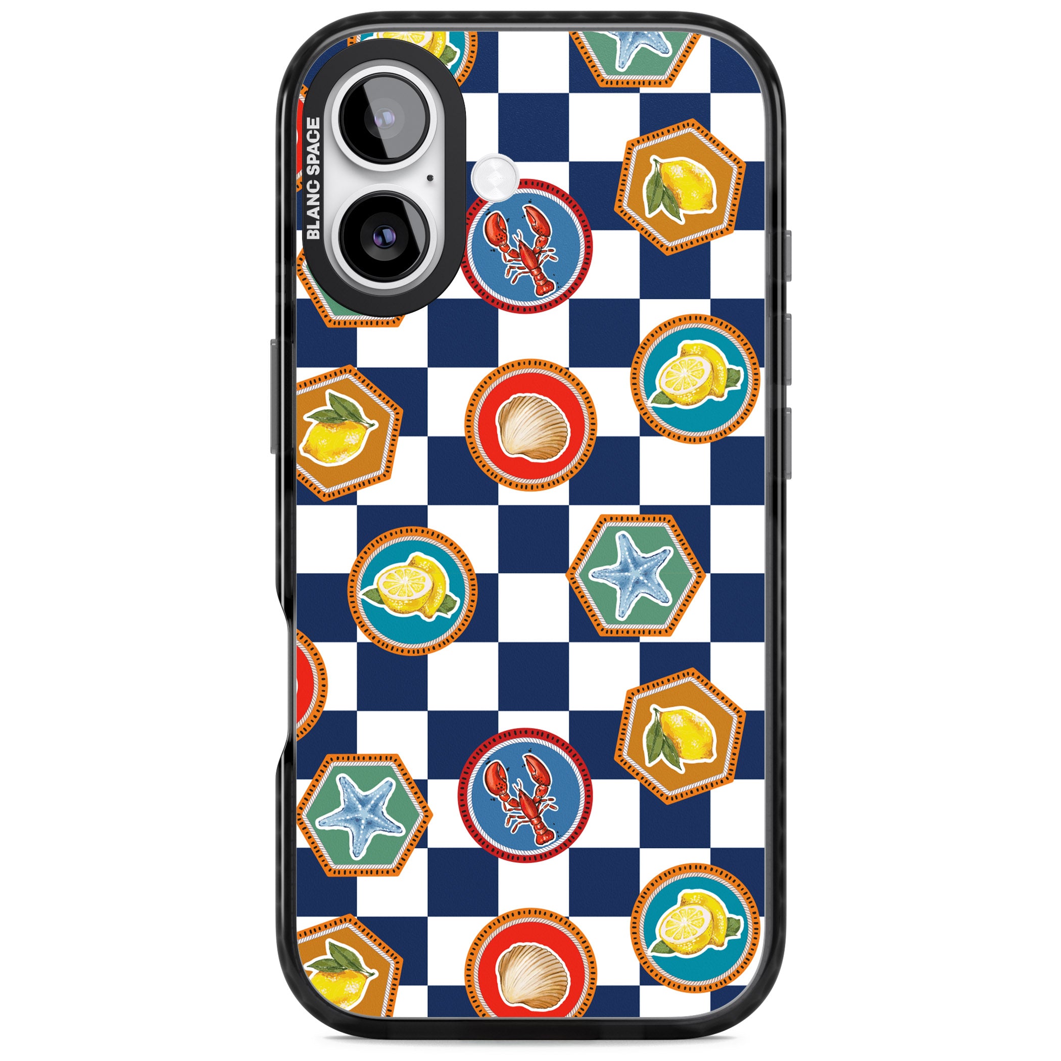 Coastal Check Pattern iPhone 17 Impact Pro Black Phone Case
