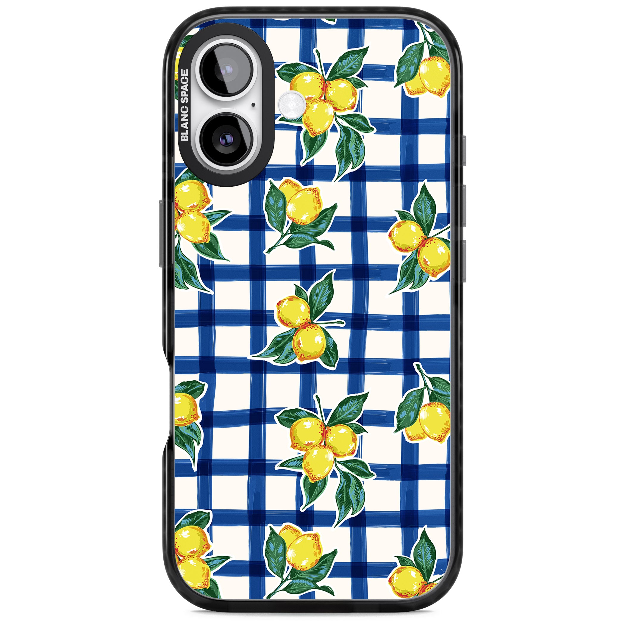 Lemon Gingham iPhone 17 Impact Pro Black Phone Case