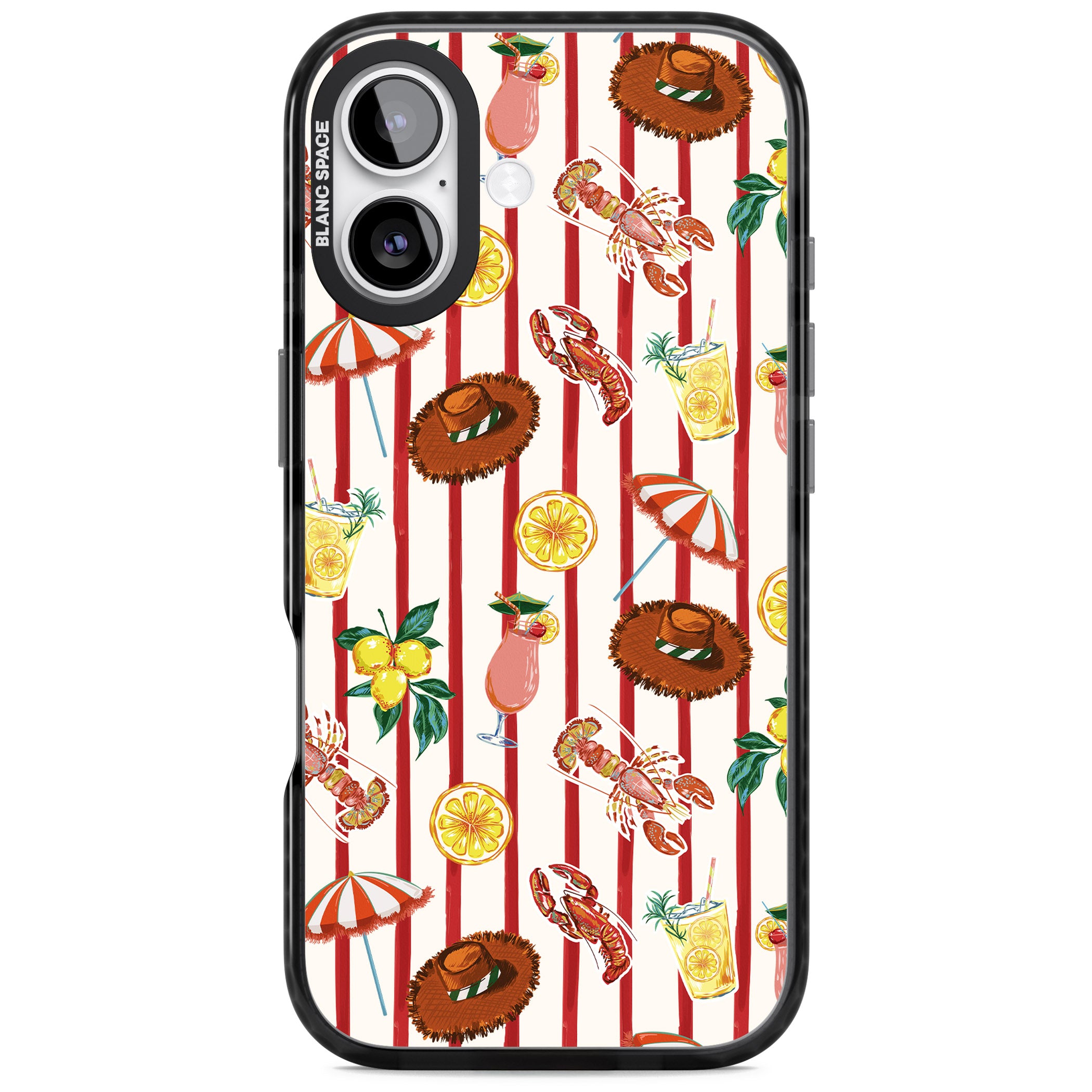 Italian Beach Pattern iPhone 17 Impact Pro Black Phone Case