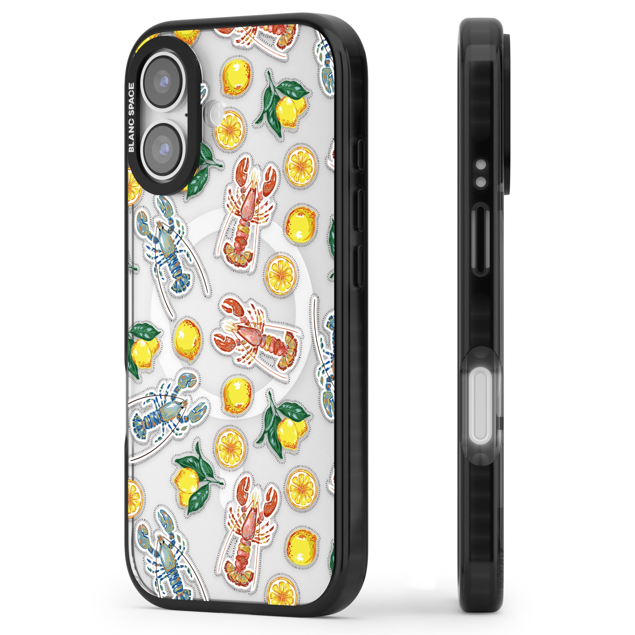 Lemons & Lobsters iPhone 17 Impact Pro Black Phone Case Side Profile