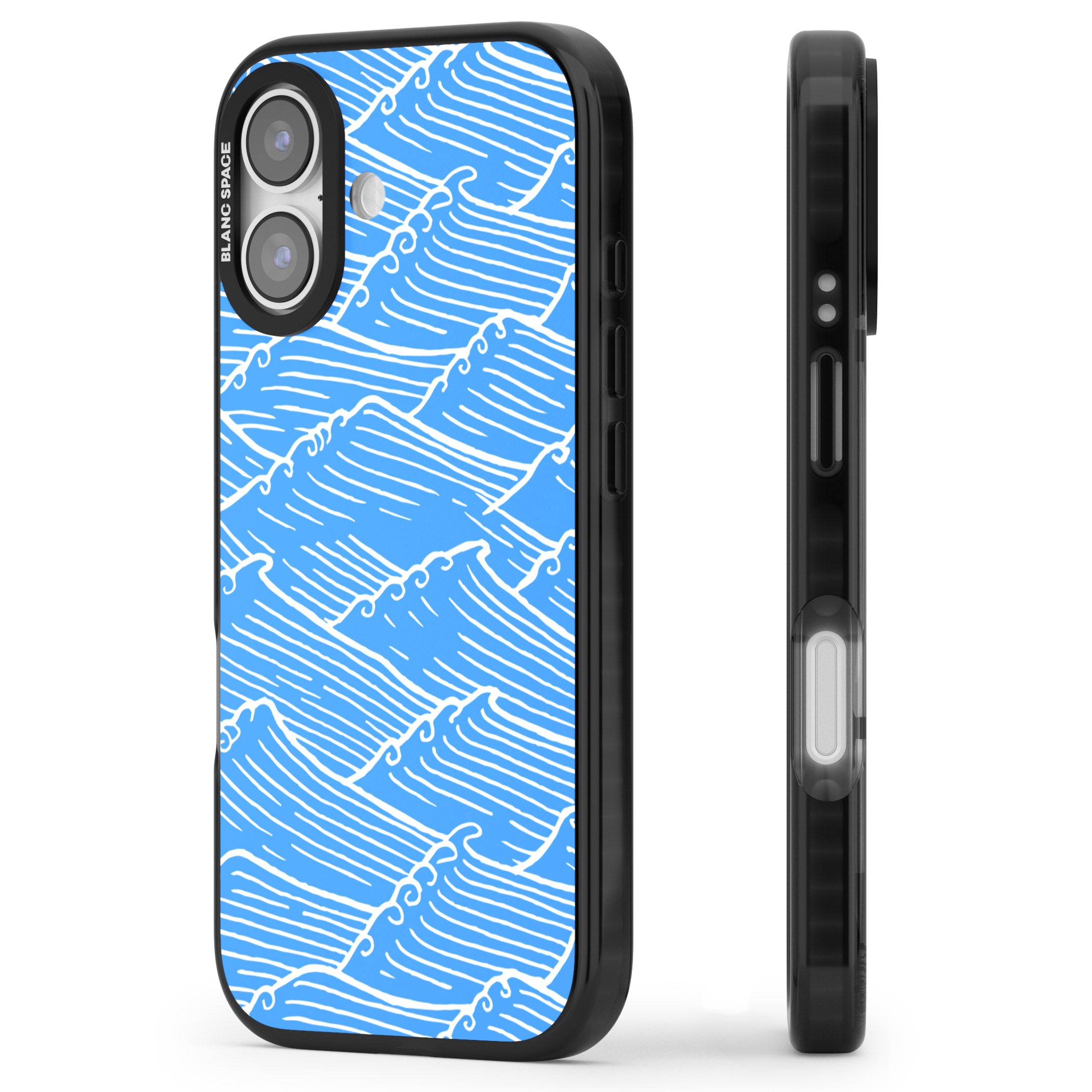 Waves Pattern iPhone 17 Impact Pro Black Phone Case Side Profile
