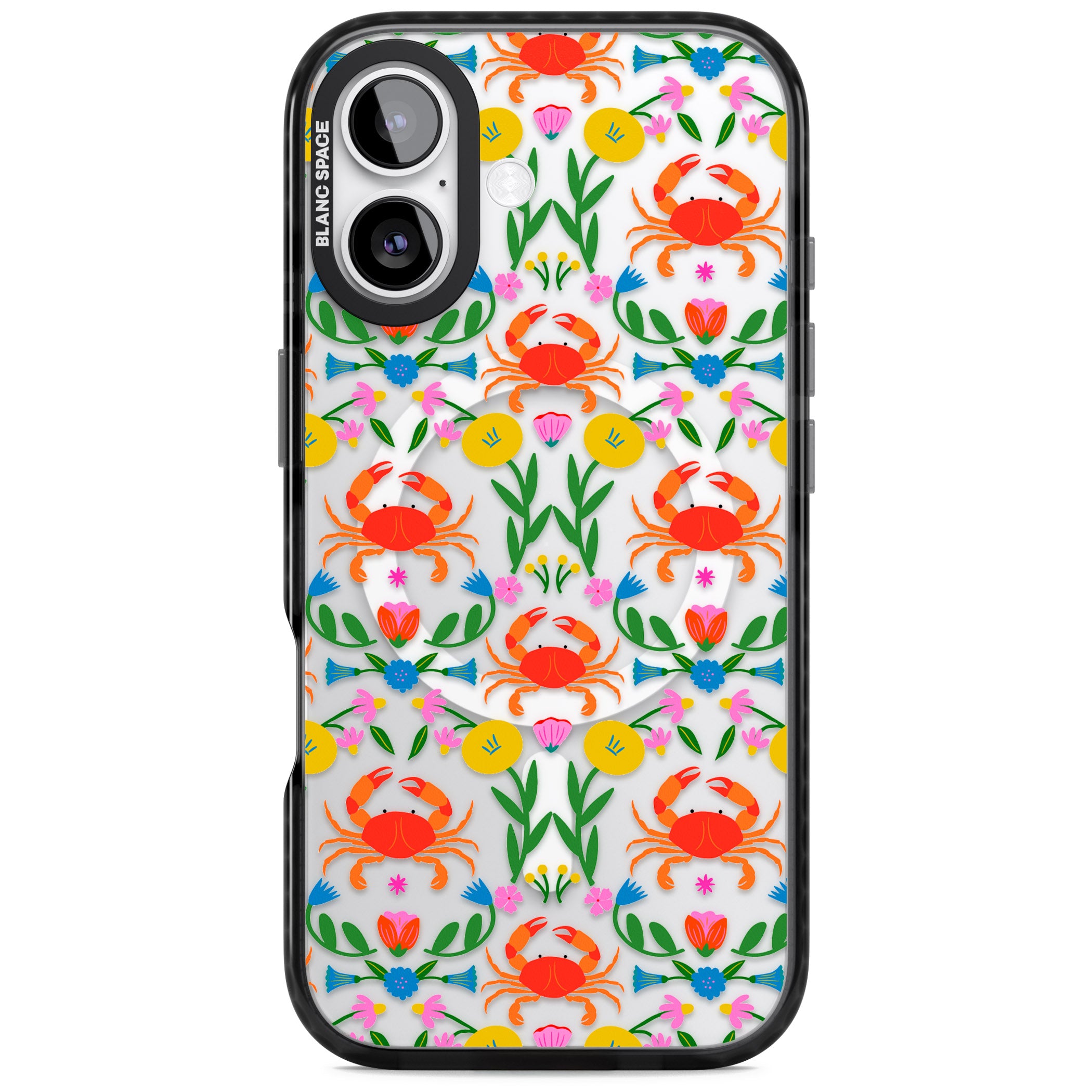 Crabs Flowers iPhone 17 Impact Pro Black Phone Case