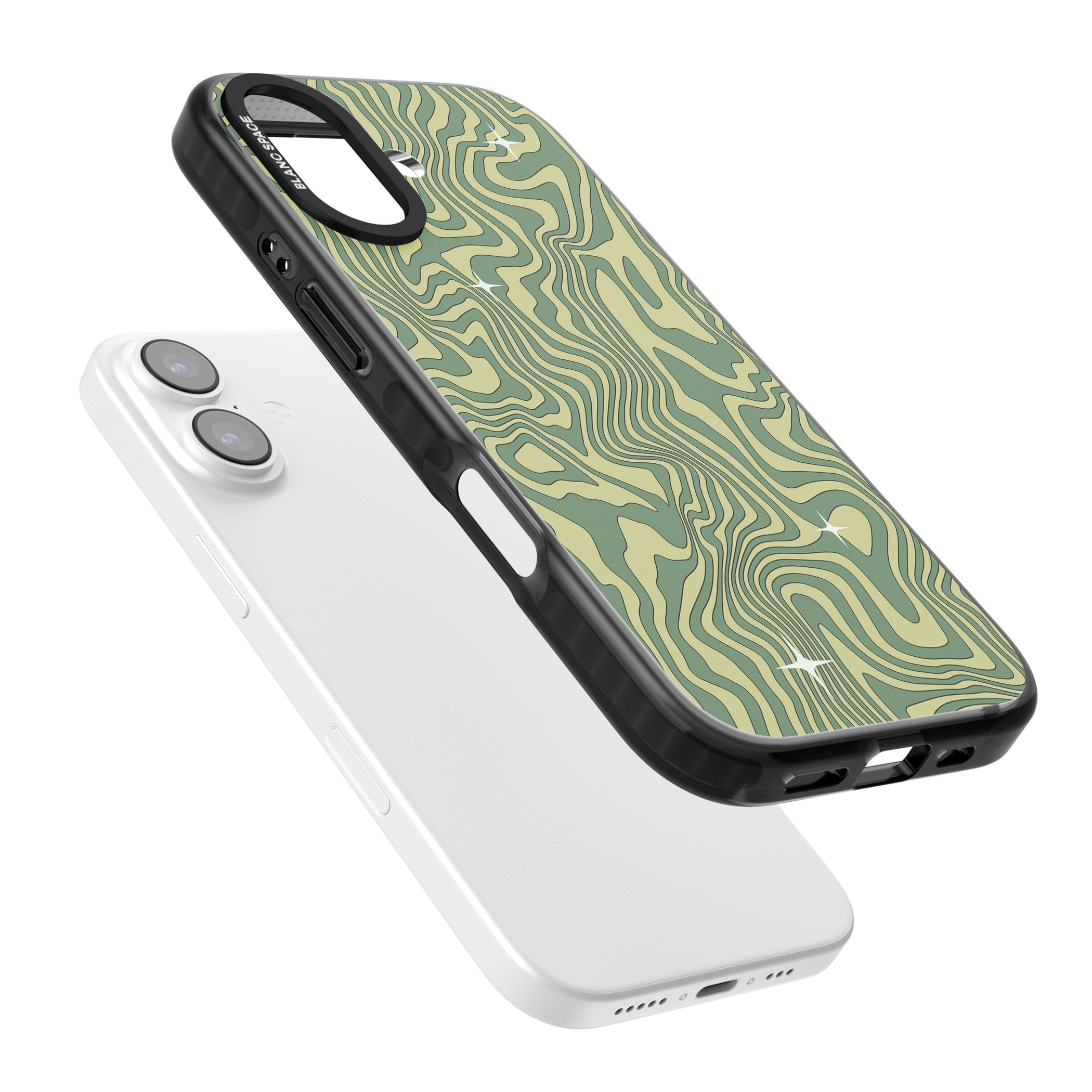 Green Abstract Wave iPhone 17 Impact Pro Black Phone Case Colours