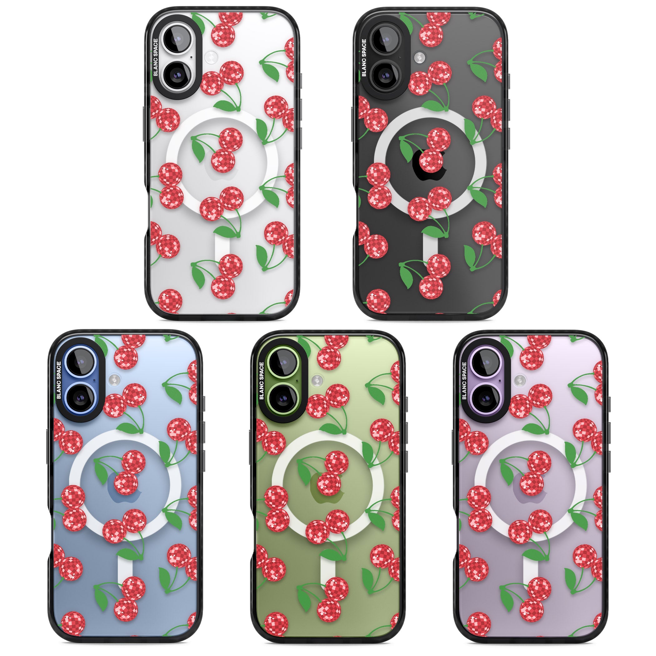 Disco Cherry Pattern iPhone 17 Impact Pro Black Phone Case APT Impact Protection