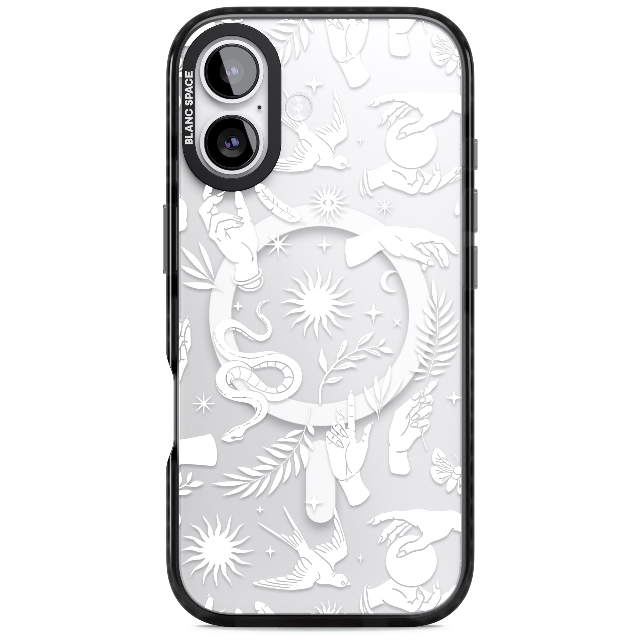 Celestial Pattern (White) iPhone 17 Impact Pro Black Phone Case