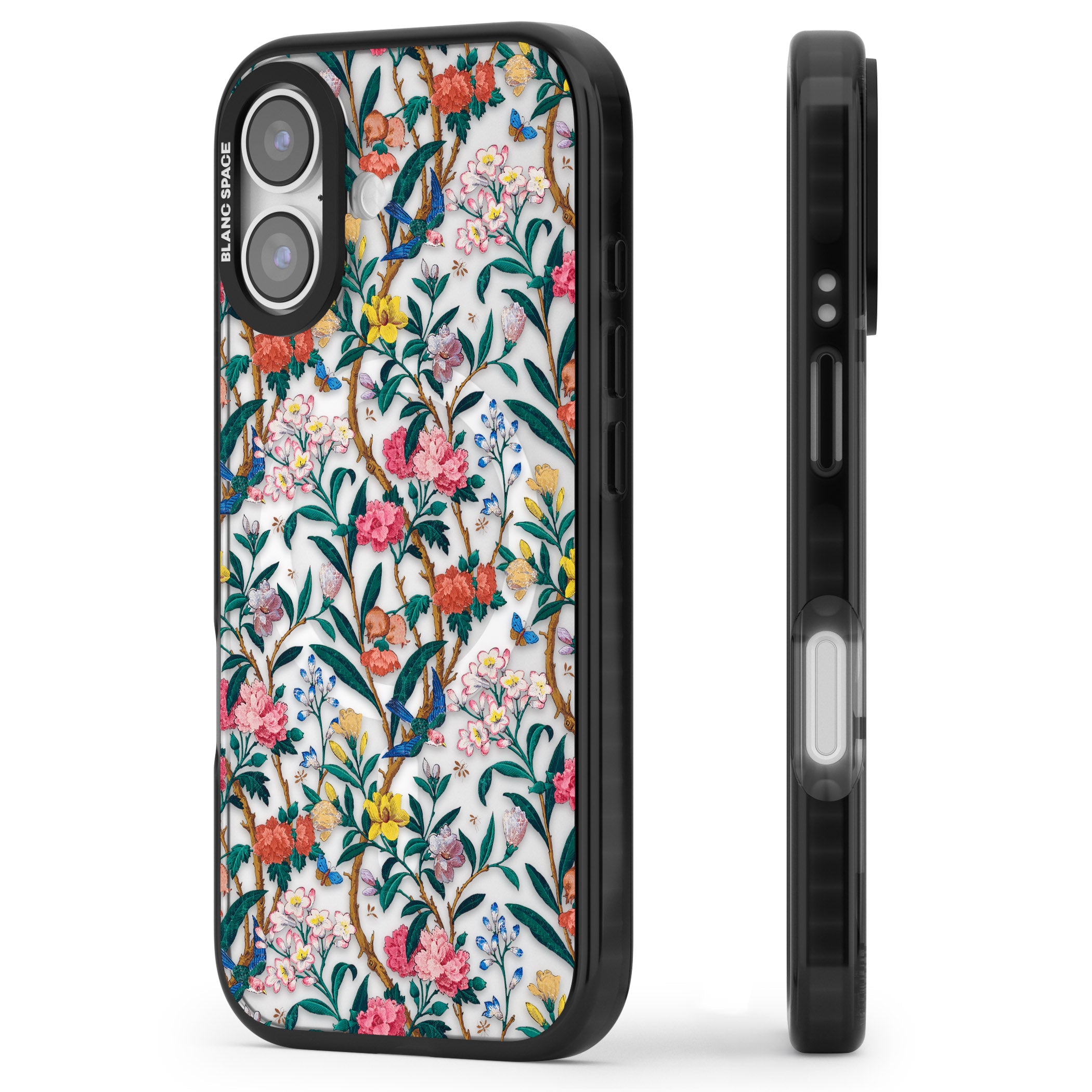 Vines & Flowers iPhone 17 Impact Pro Black Phone Case Side Profile