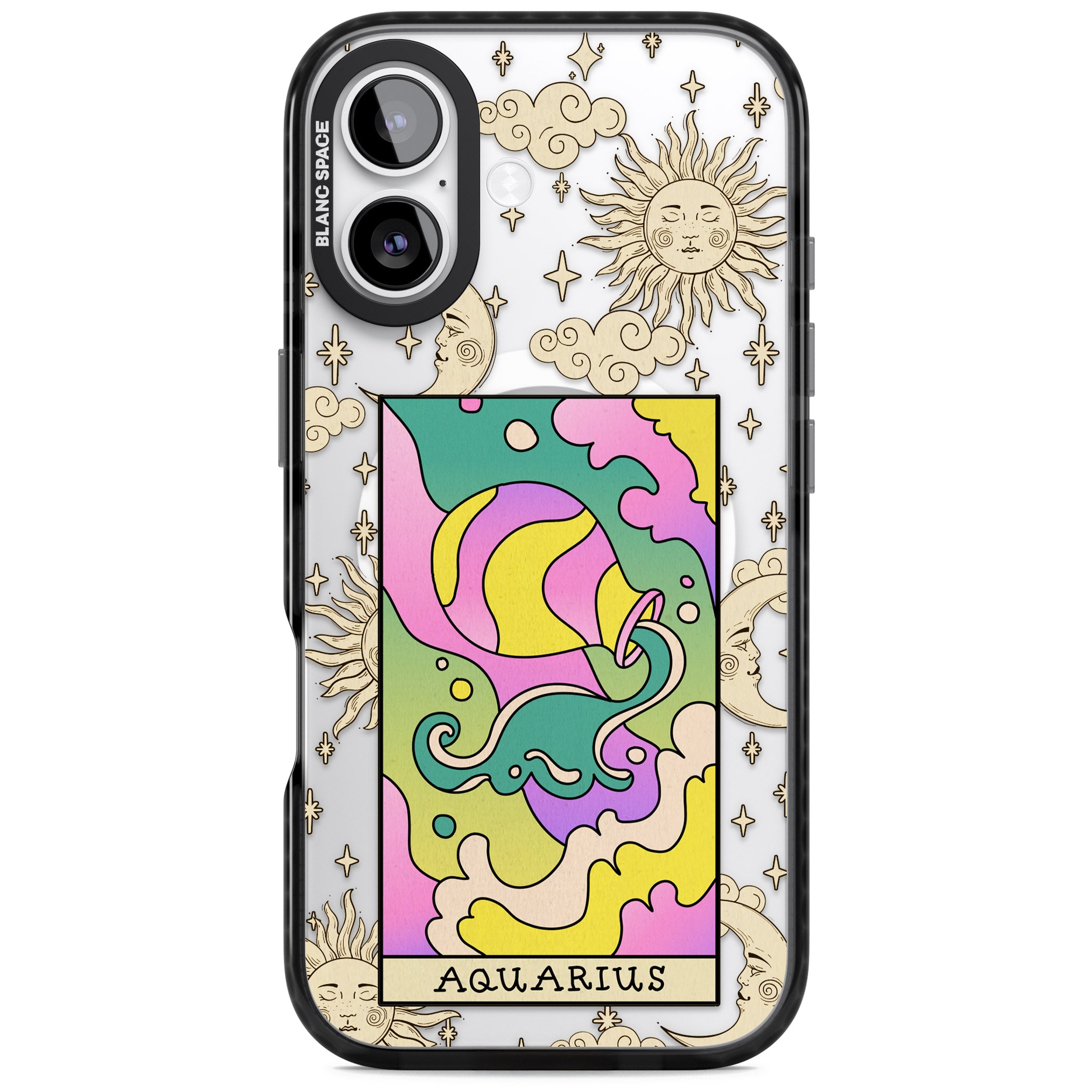 Celestial Zodiac Aquarius iPhone 17 Impact Pro Black Phone Case