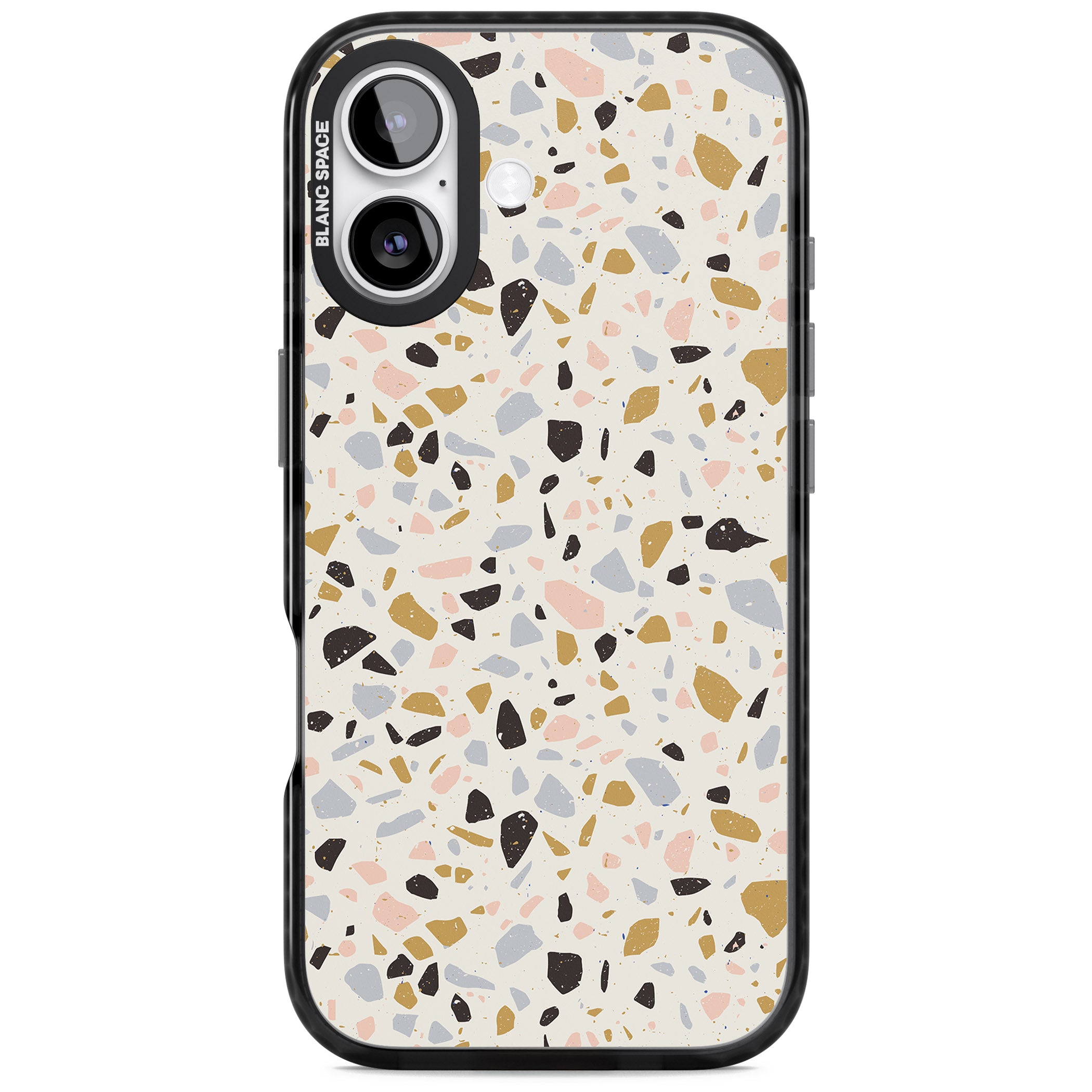 Pale Pink, Blue, & Mocha Terrazzo Pattern iPhone 17 Impact Pro Black Phone Case