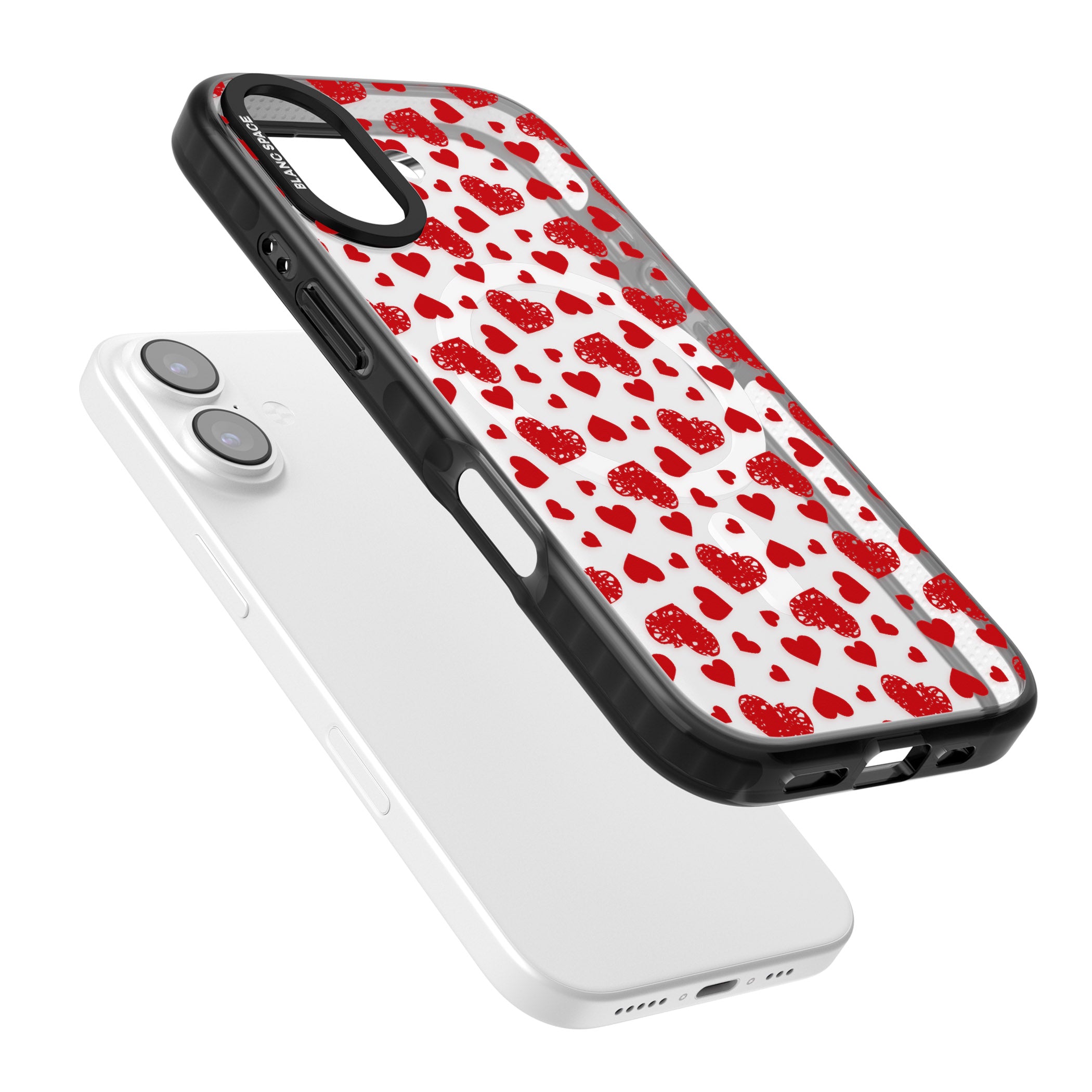 Red Heart Pattern Classic iPhone 17 Impact Pro Black Phone Case Colours
