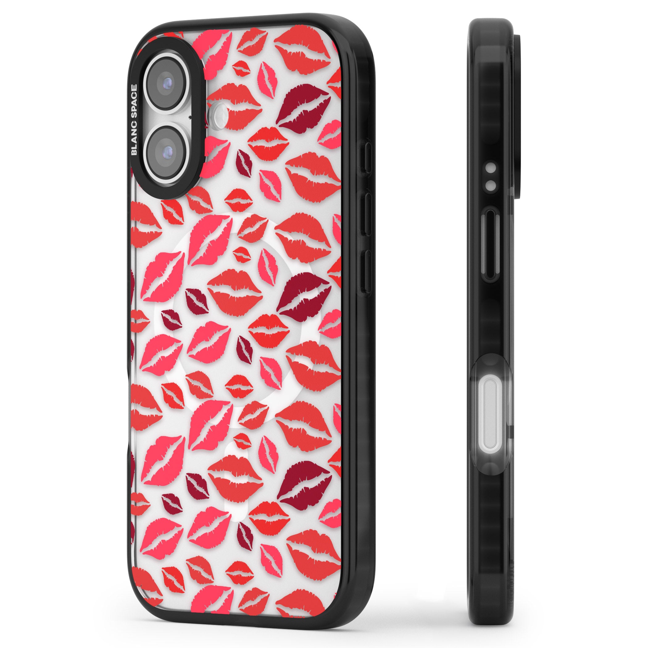 Lips Pattern iPhone 17 Impact Pro Black Phone Case Side Profile