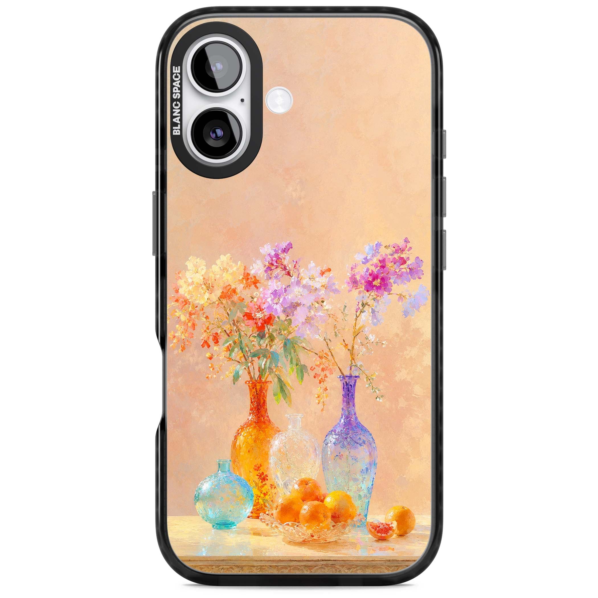 Peach Glass art iPhone case | Black Impact Magsafe case for iPhone 17