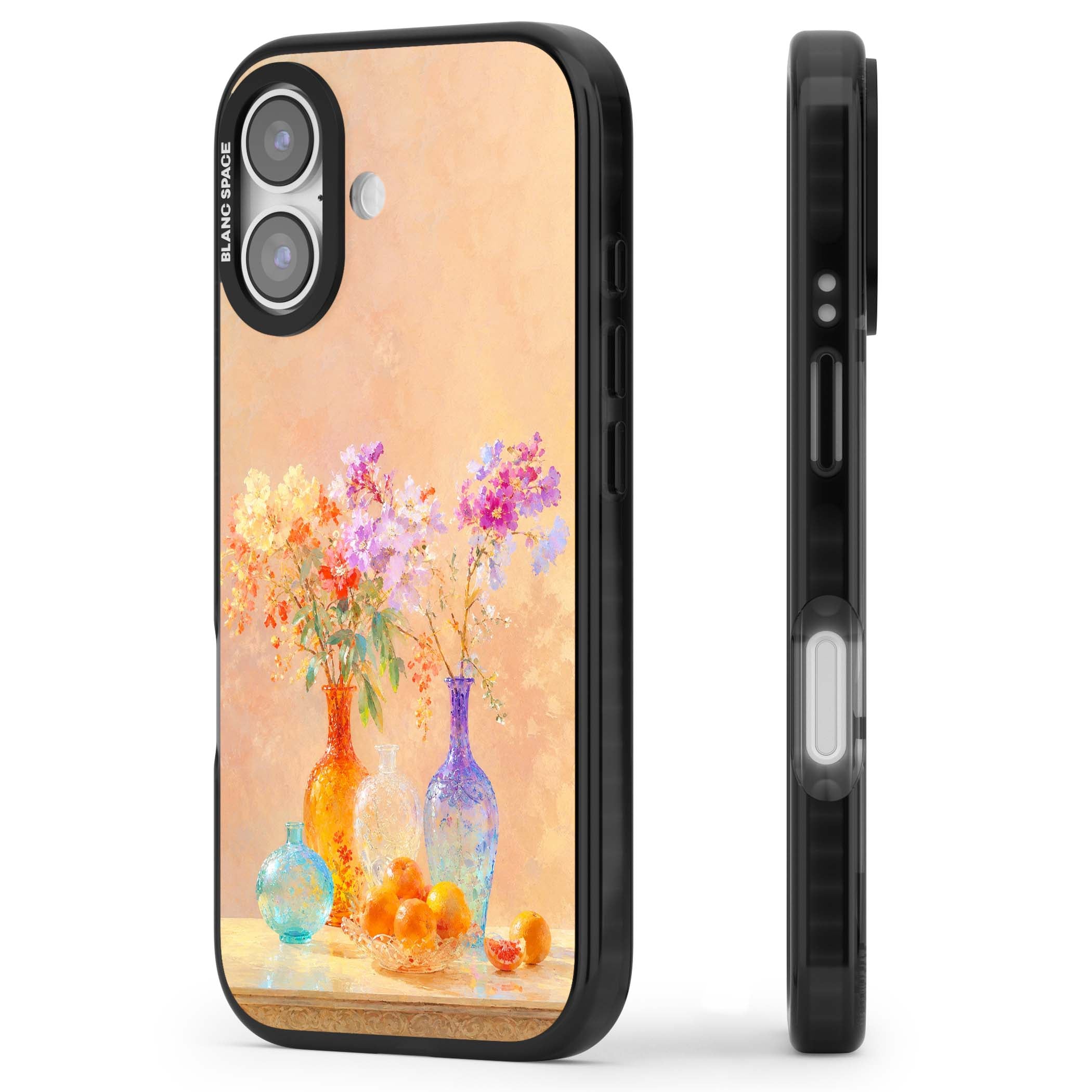 Peach Glass art iPhone case | Black Impact Magsafe case for iPhone 17