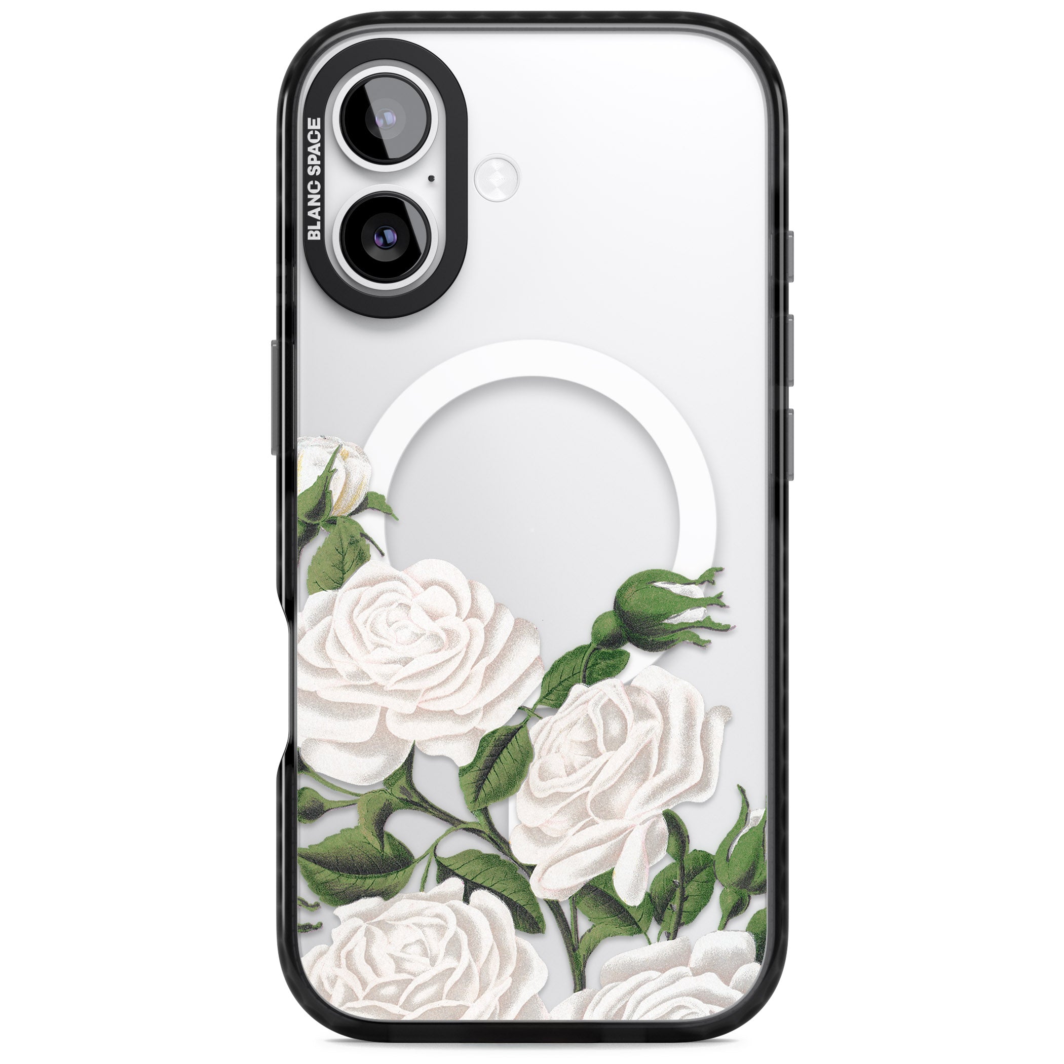 White Vintage Painted Flowers iPhone 17 Impact Pro Black Phone Case