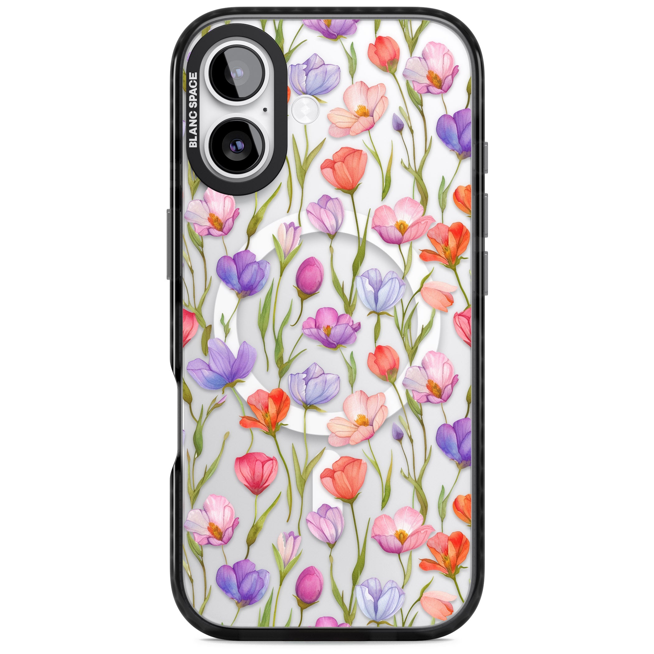 Red, Pink & Purple Flowers iPhone 17 Impact Pro Black Phone Case