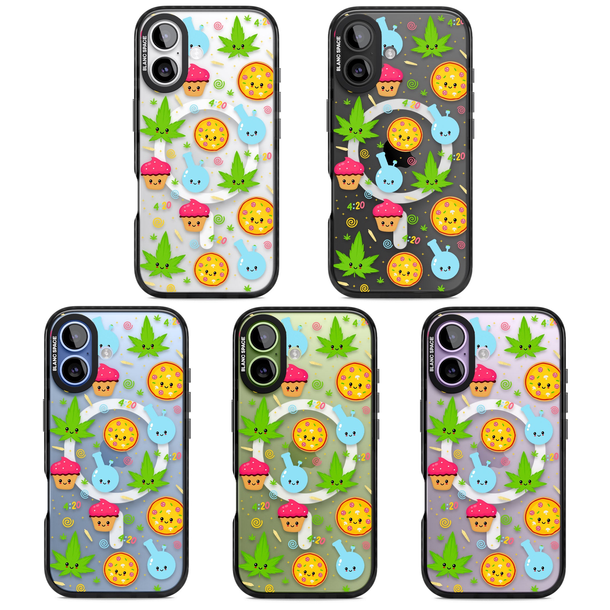 Kawaii Weed Pattern iPhone 17 Impact Pro Black Phone Case APT Impact Protection