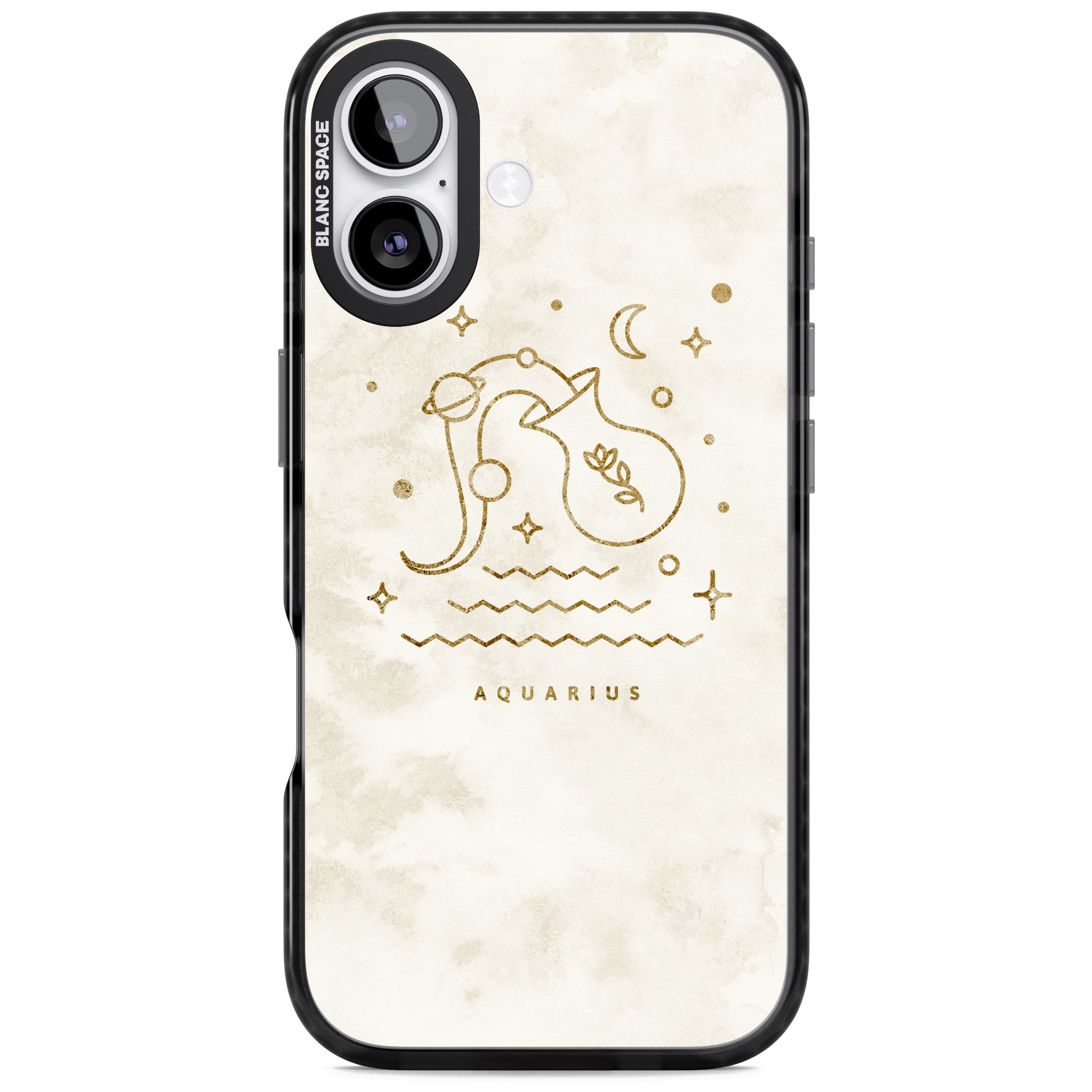 Aquarius Golden Emblem iPhone 17 Impact Pro Black Phone Case