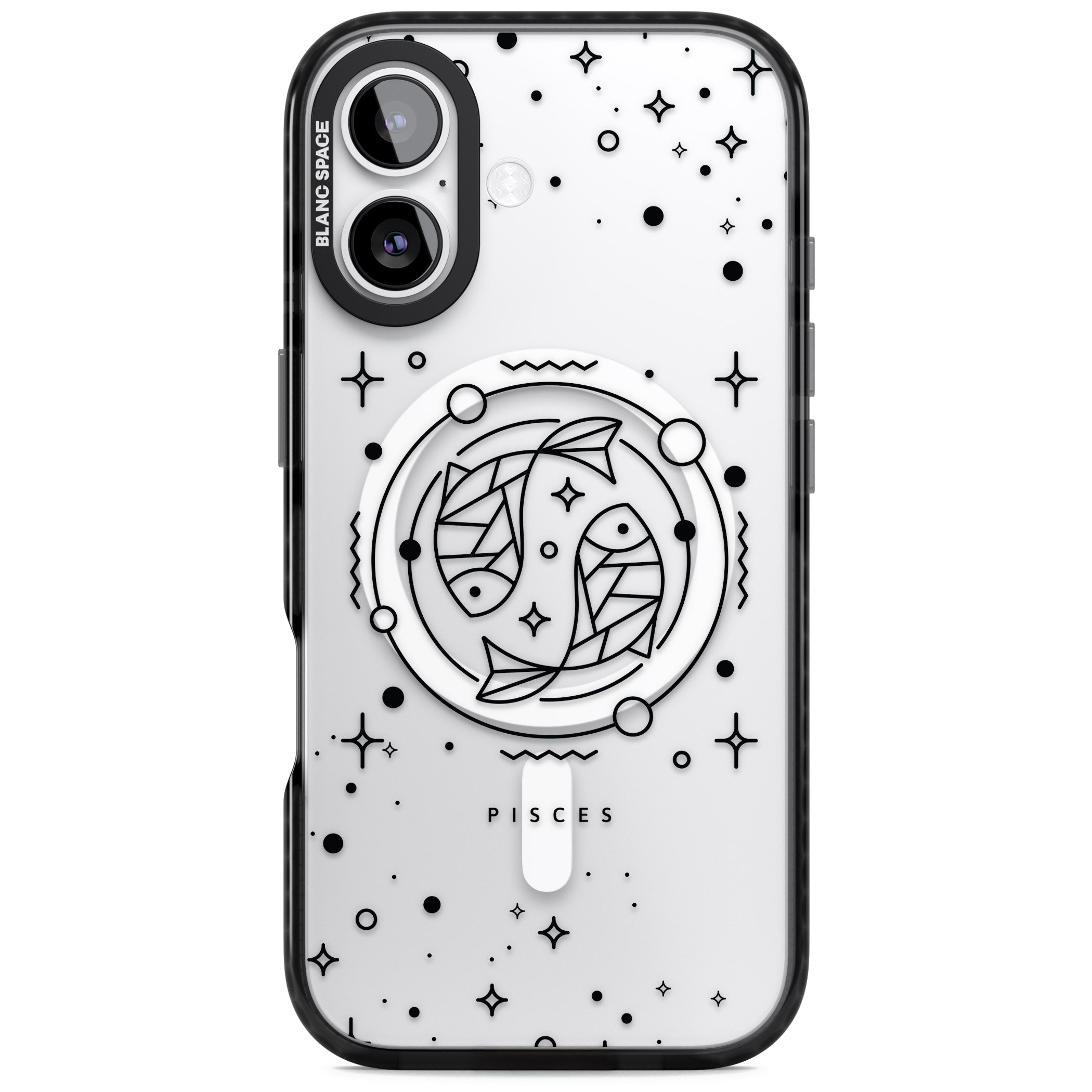 Pisces Emblem Transparent iPhone 17 Impact Pro Black Phone Case