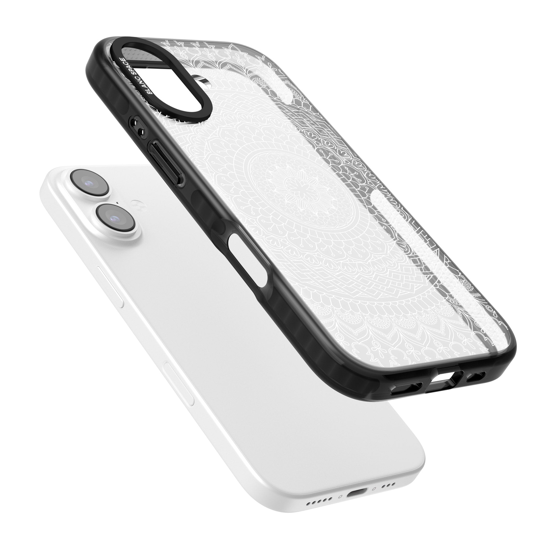 Intricate White Mandala iPhone 17 Impact Black Phone Case Colours
