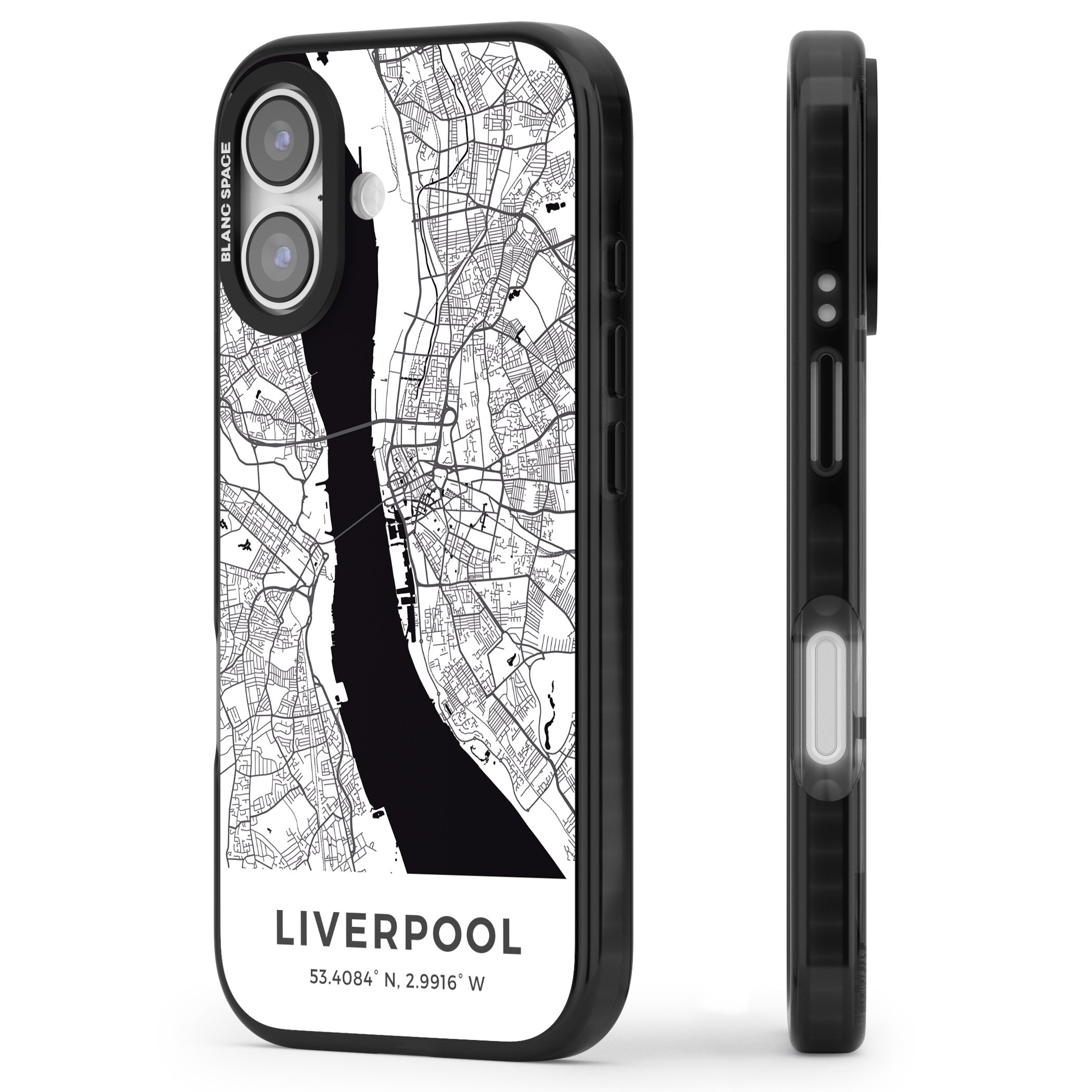 Liverpool Map iPhone 17 Impact Black Phone Case Side Profile