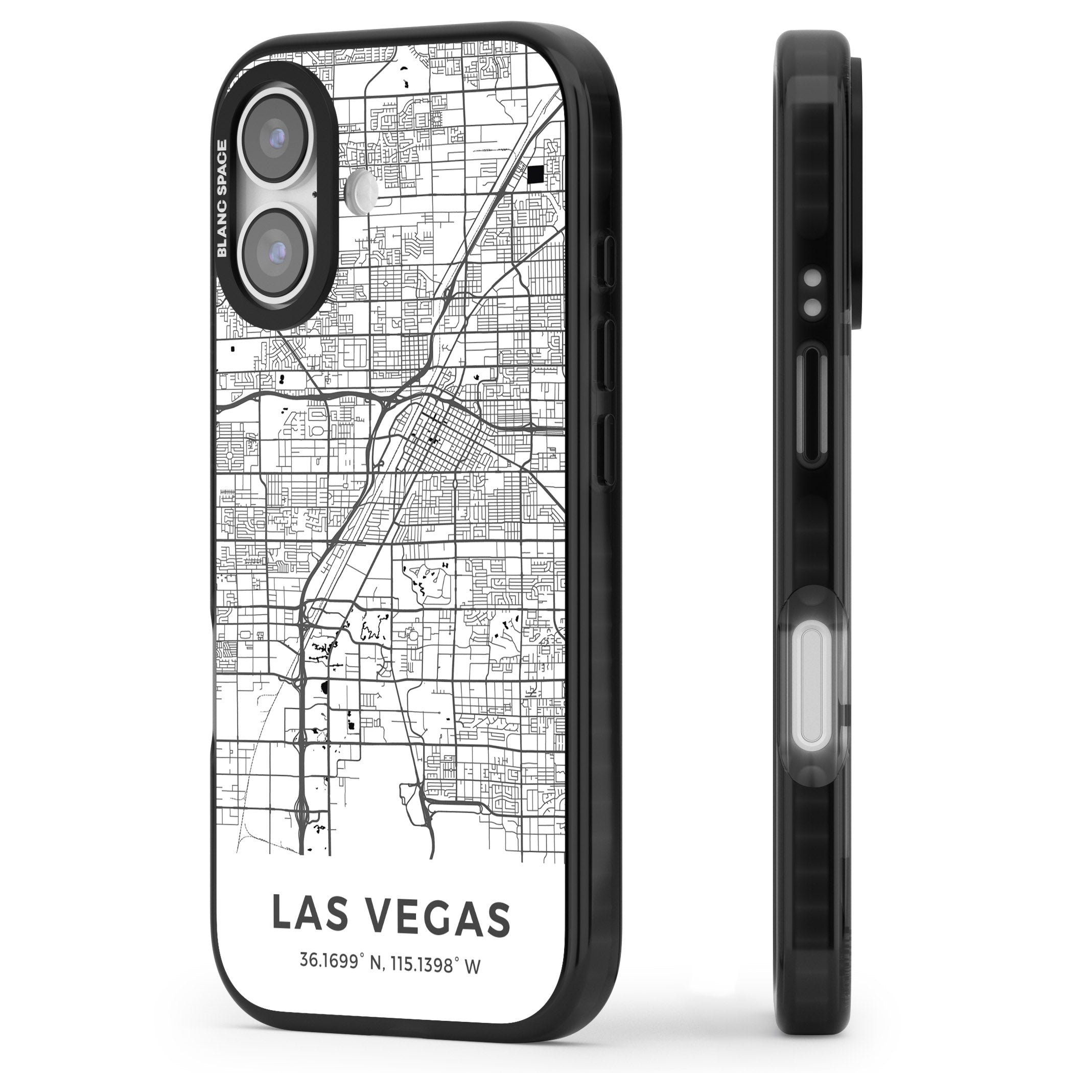 Las Vegas Map iPhone 17 Impact Black Phone Case Side Profile