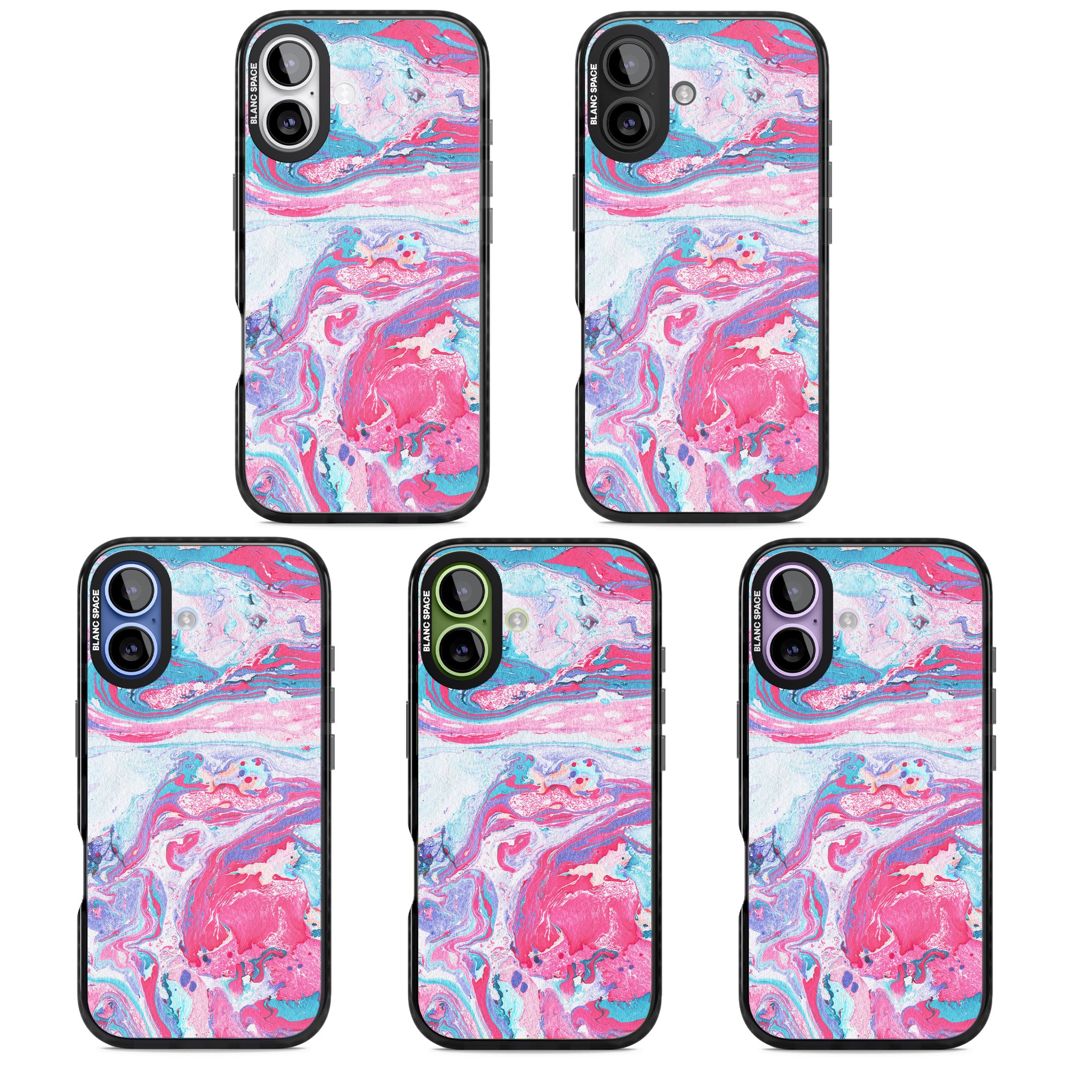 Pink, Blue & Purple Marbled Paper Pattern iPhone 17 Impact Black Phone Case APT Impact Protection