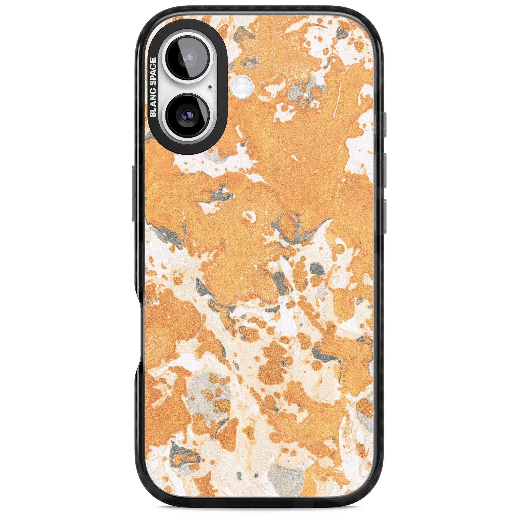 Orange Marbled iPhone 17 Impact Black Phone Case
