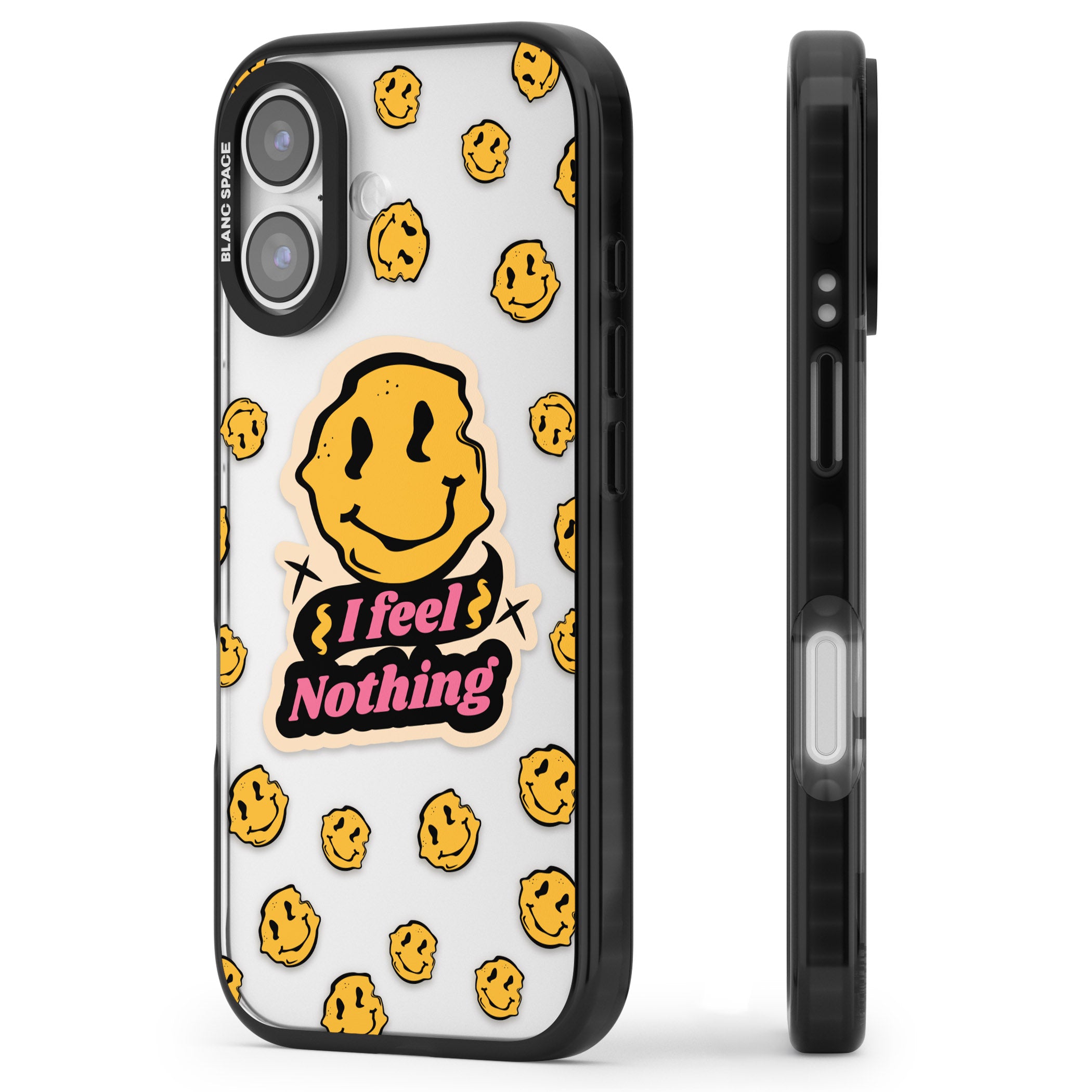 I Feel Nothing (Clear) iPhone 17 Impact Black Phone Case Side Profile