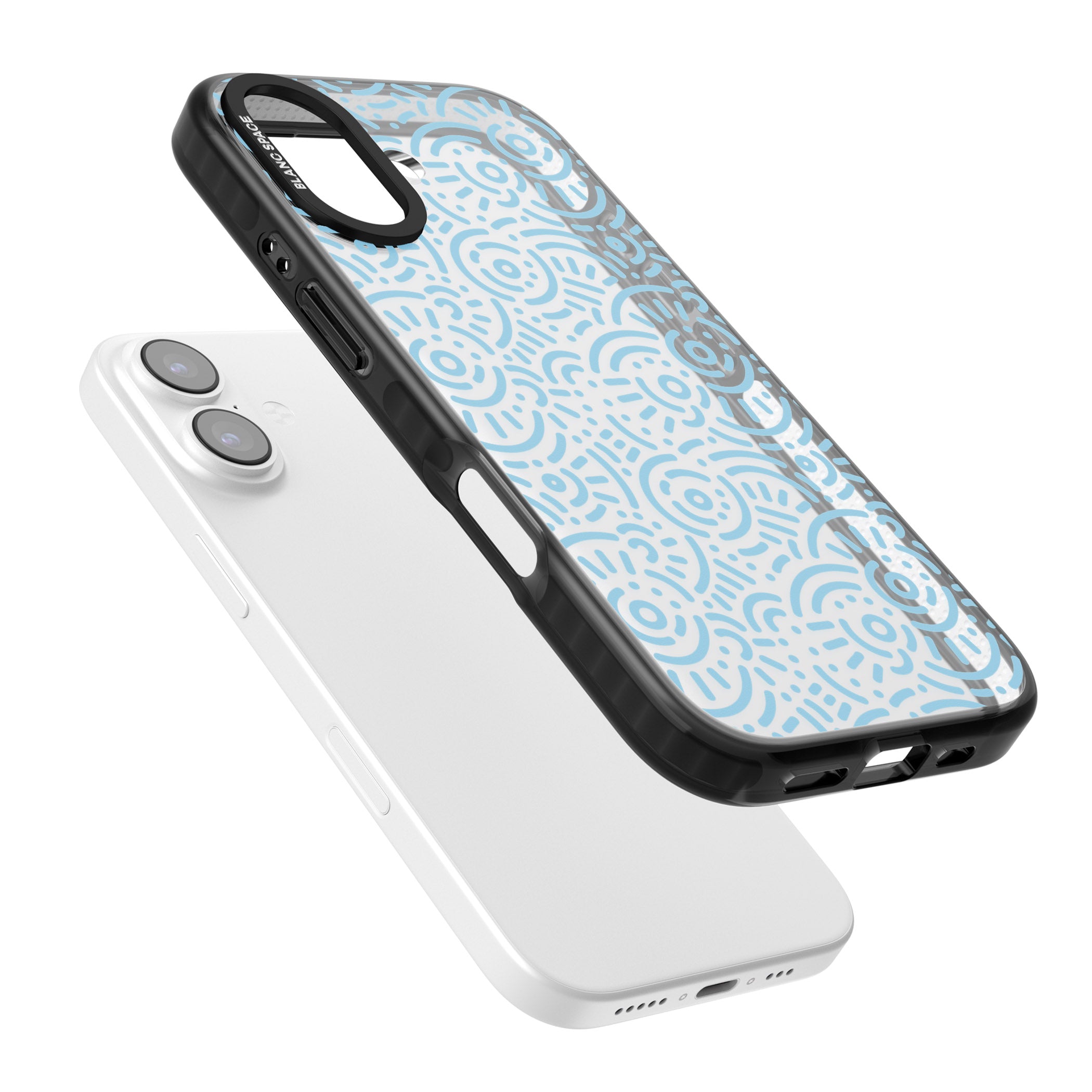 Light Blue Retro Pattern iPhone 17 Impact Black Phone Case Colours