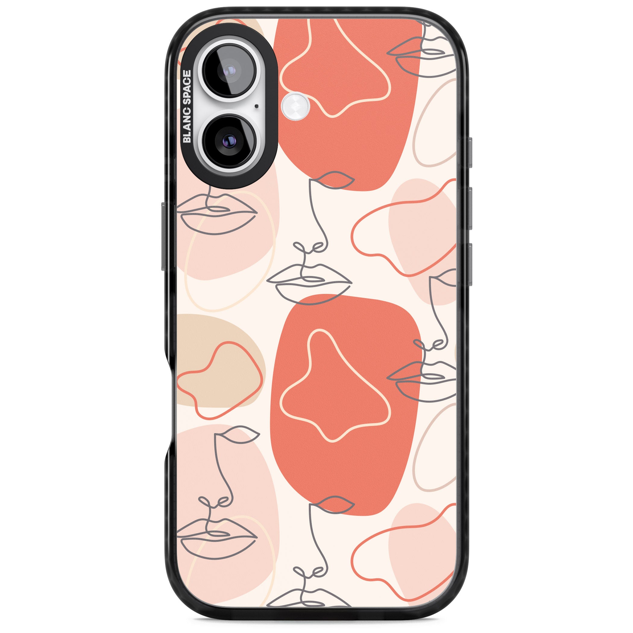 Abstract Face Line Art iPhone 17 Impact Black Phone Case